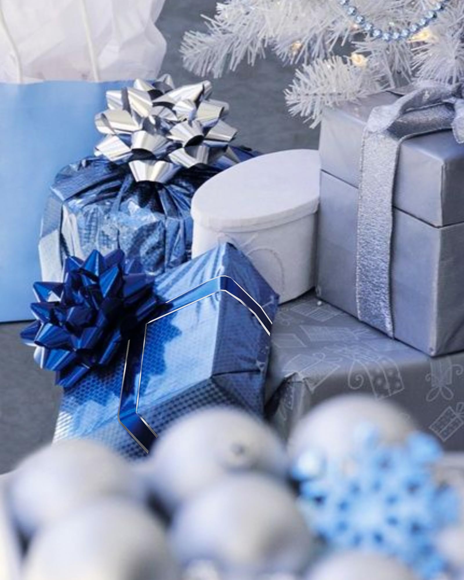 PartyWoo Blue and Silver Curling Ribbon, 219 Yard PVC Plastic Ribbon for Balloons, Gift Wrapping, Crafts, Wedding, Florist Flowers (1 Roll)