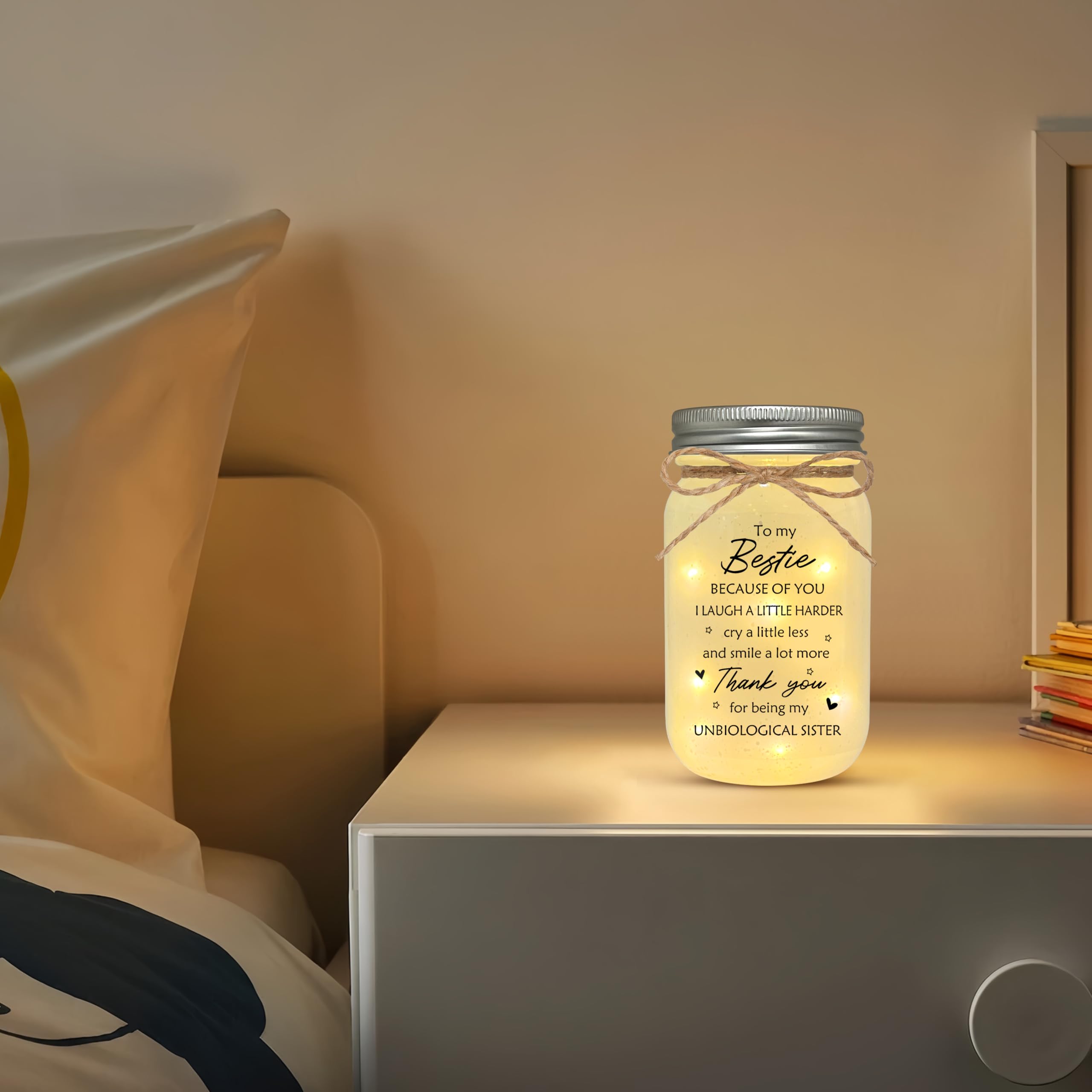 LE XIAOXI Best Friend Birthday Gifts for Women, Mason Jar Night Lights - Christmas Mother's Day Birthday Gifts for Women Friendship