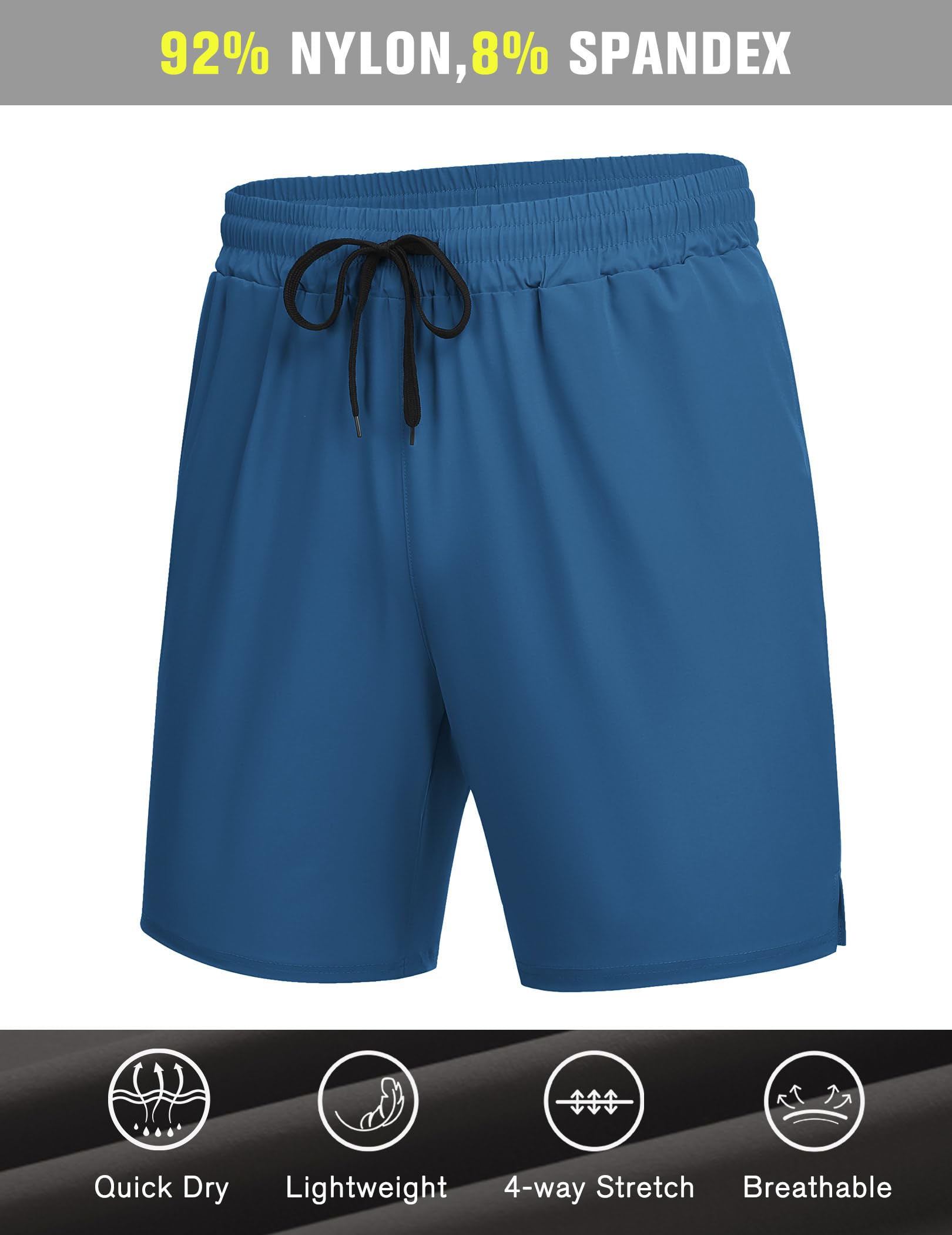 COOFANDY Men's Athletic Shorts 7 Inch Running Shorts Quick Dry Fitted Gym Workout Exercise Shorts with Zipper Pocket