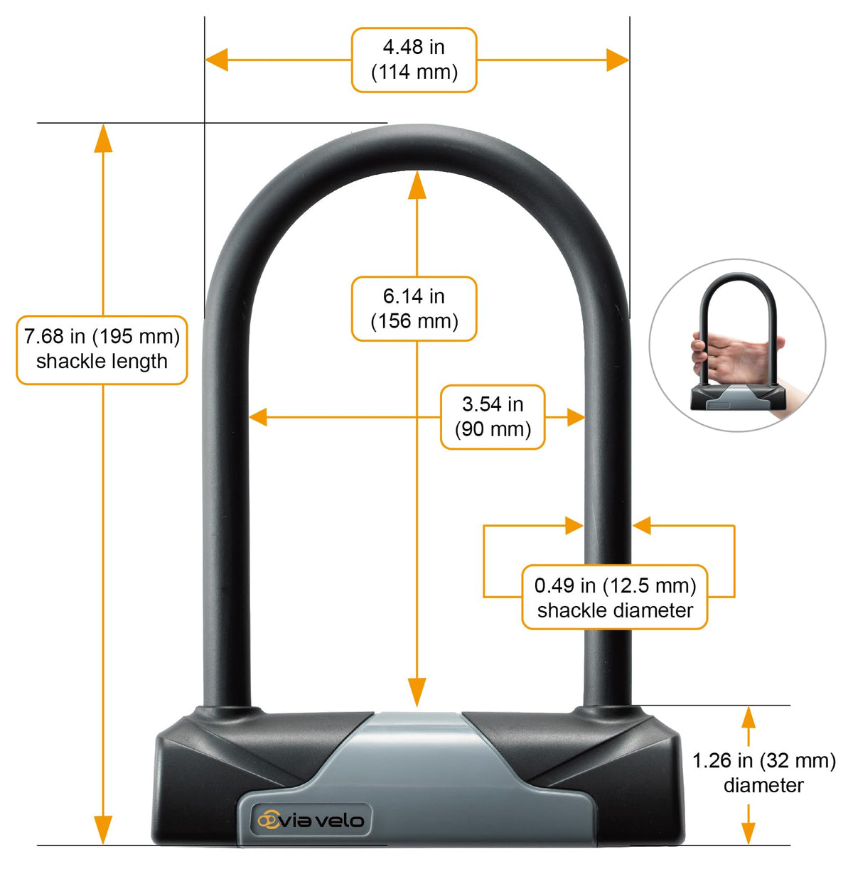 Via Velo 2 Bike Lock Sets with Same Key System Heavy Duty Anti-Theft Bicycle U Locks with 8 mm x 4ft Braided Steel, 4 Keyed Alike Keys for E-Bike, Scooter Mountain Road Bike