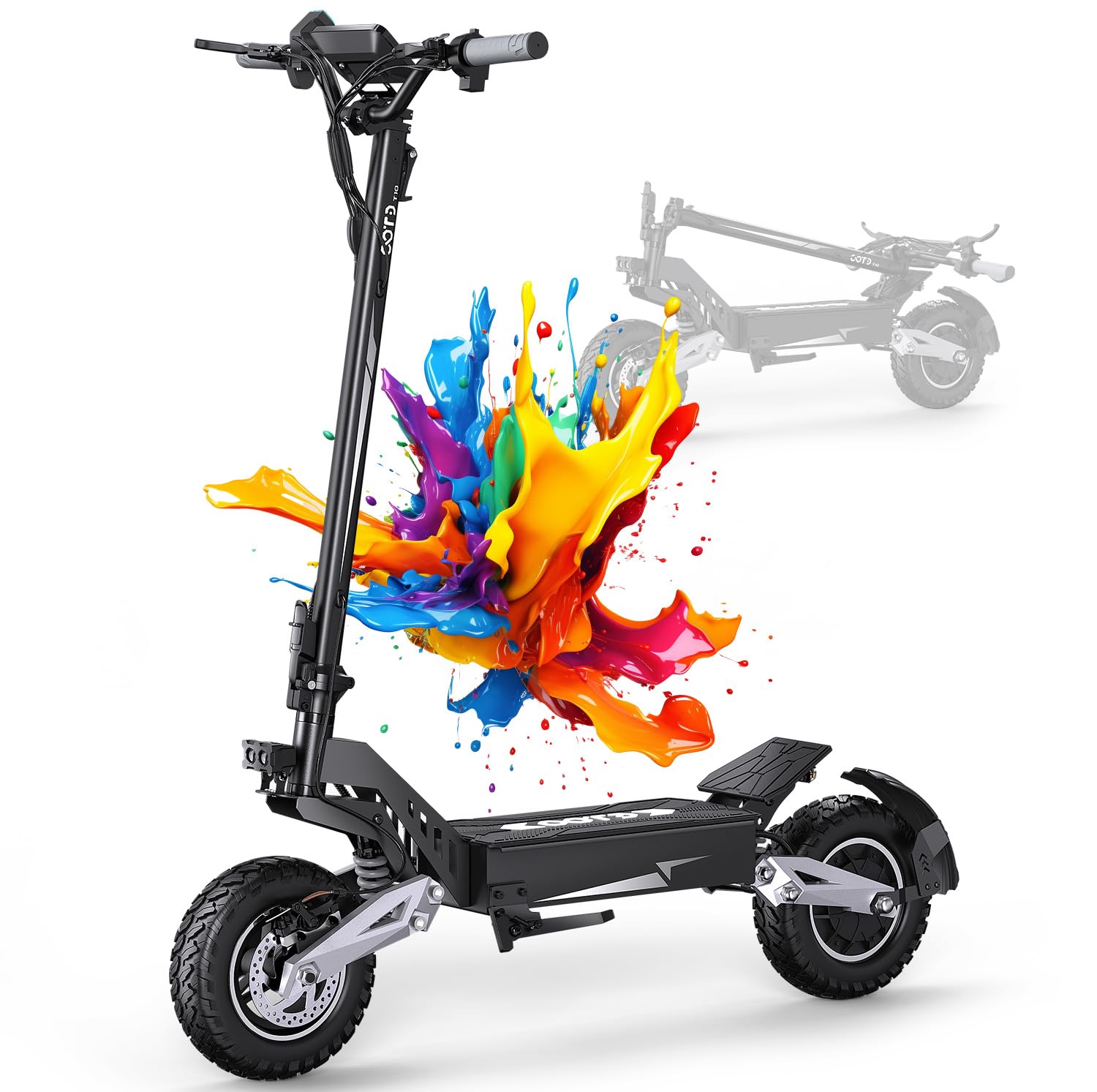 T10 Electric Scooter for Adults, 48V 18AH Battery Up to 46 Miles Long Range & Powerful Motor, 34 MPH Max Speed, 11 Inch All-Terrain Tires Folding Commuter E Scooter with Dual Suspension & LCD Display