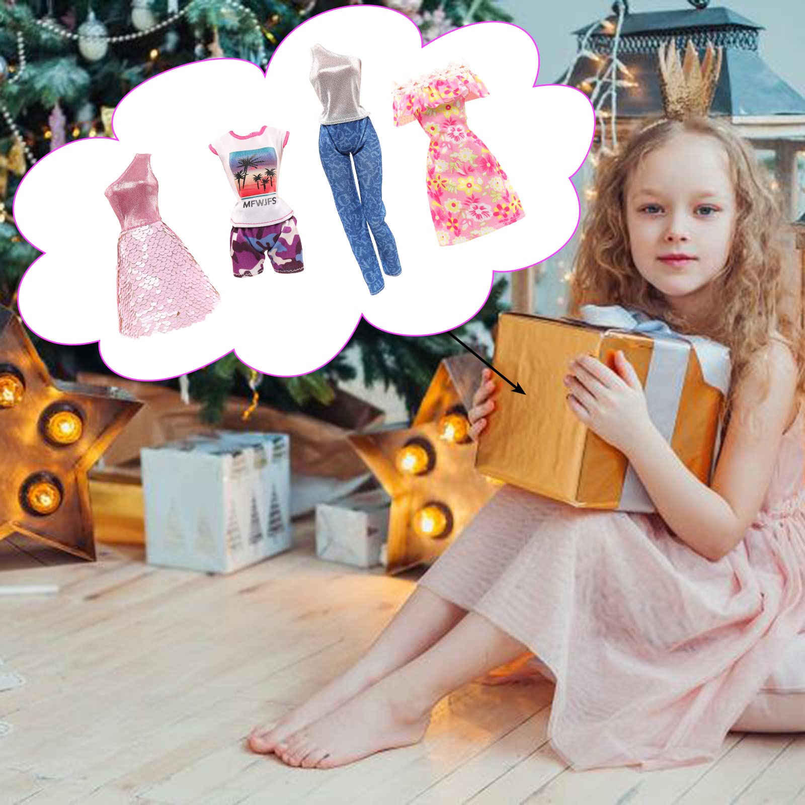 BARWA 11 Sets Doll Clothes Including 3 Sequins Dresses 4 Fashion Floral Dresses 4 Casual Outfits Tops and Pants for 11.5 inch Girl Dolls