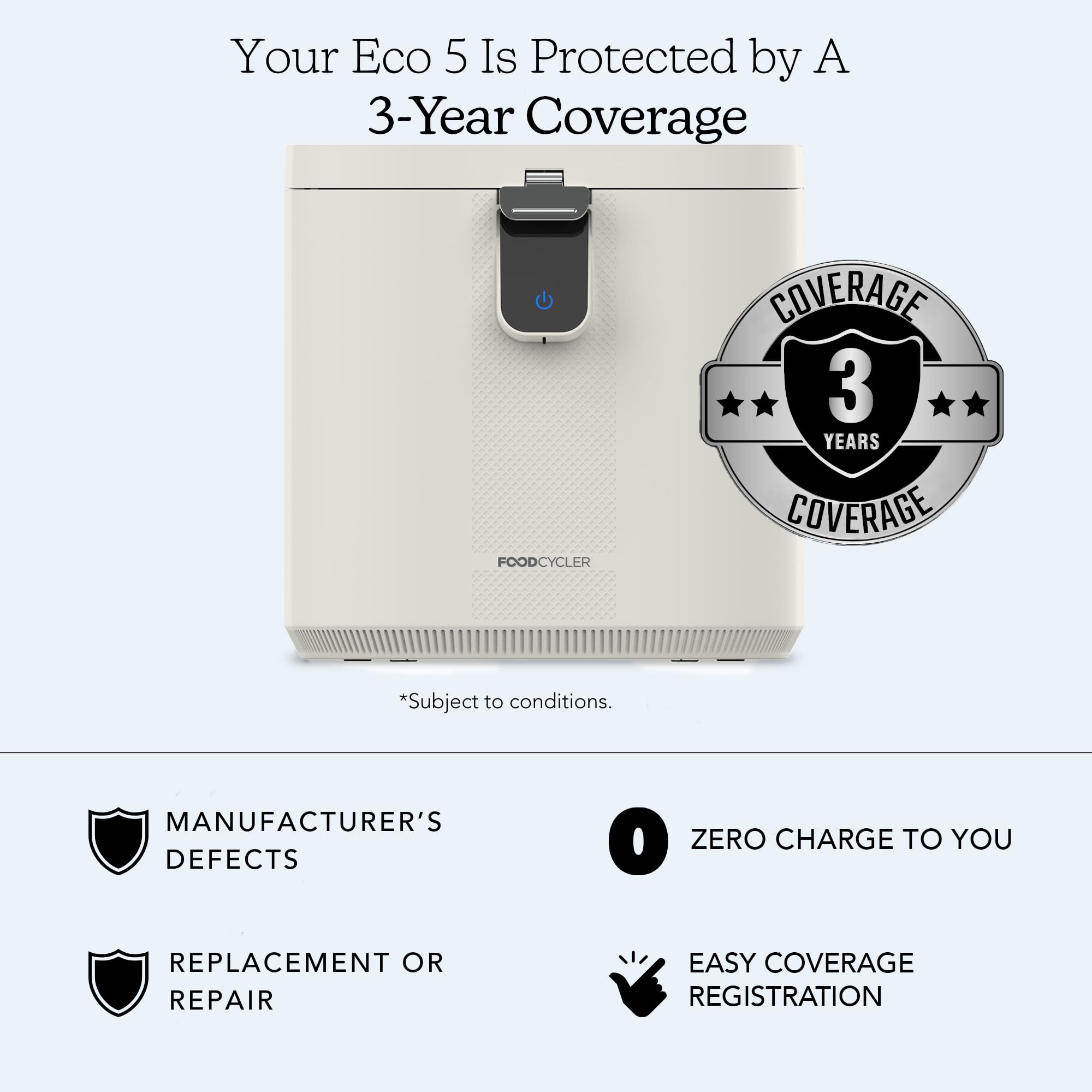 Food Cycler Eco 5 Award-Winning Kitchen Food Recycler | Indoor Composter Bin Alternative | Electric Countertop Food Disposer with Odorless 5L Indoor Food Waste Bin for Easy Waste Management | White