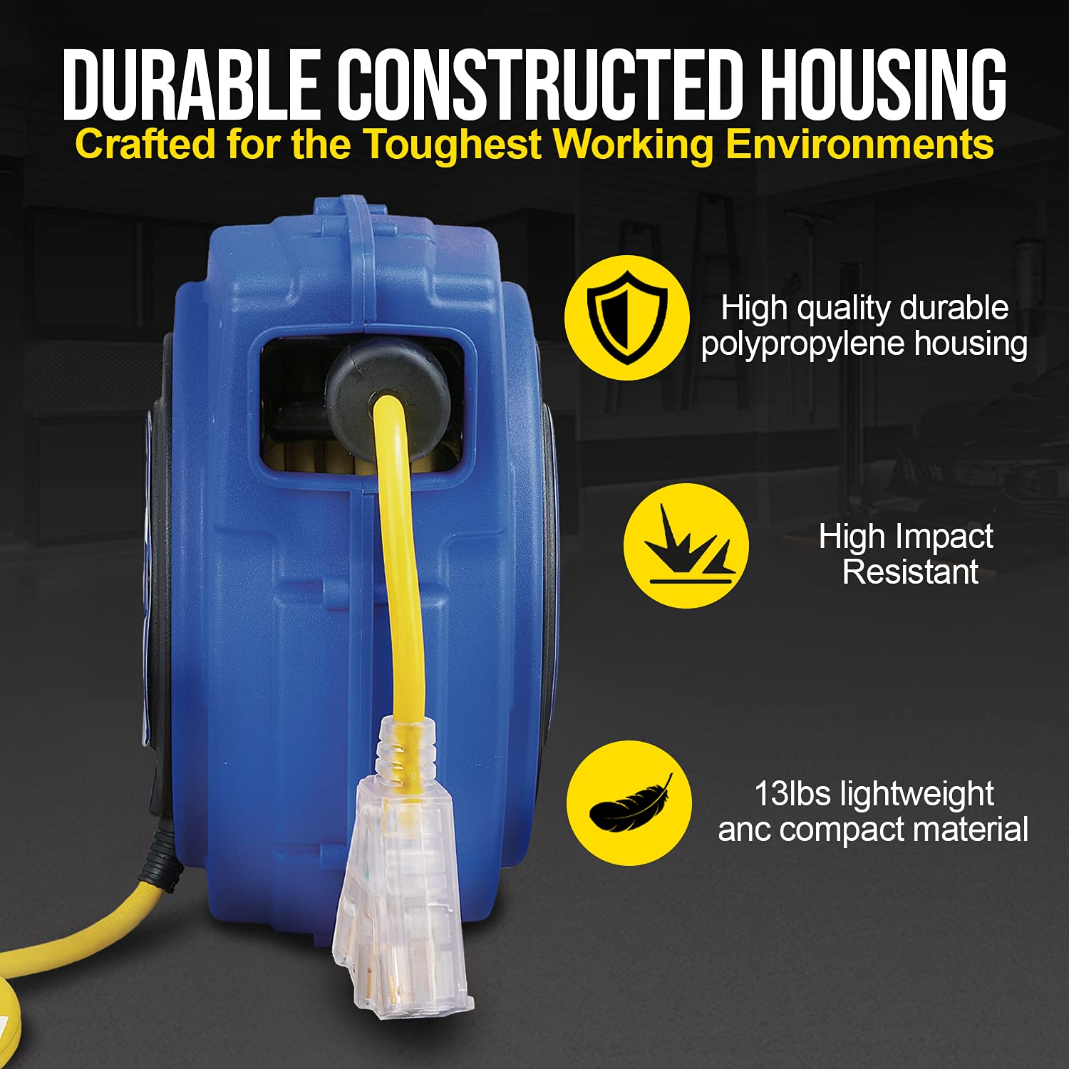 Goodyear Extension Cord Reels (12AWG x 40 FT (SJTOW Cable) w/LED Light-Up Tap)