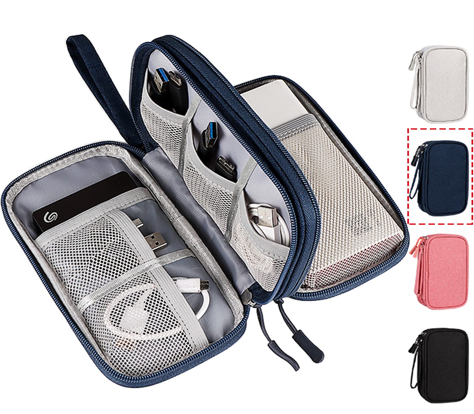 Portable, Waterproof Electronics Accessories Case and Organizer Bag for Cables, USB Drives and Chargers