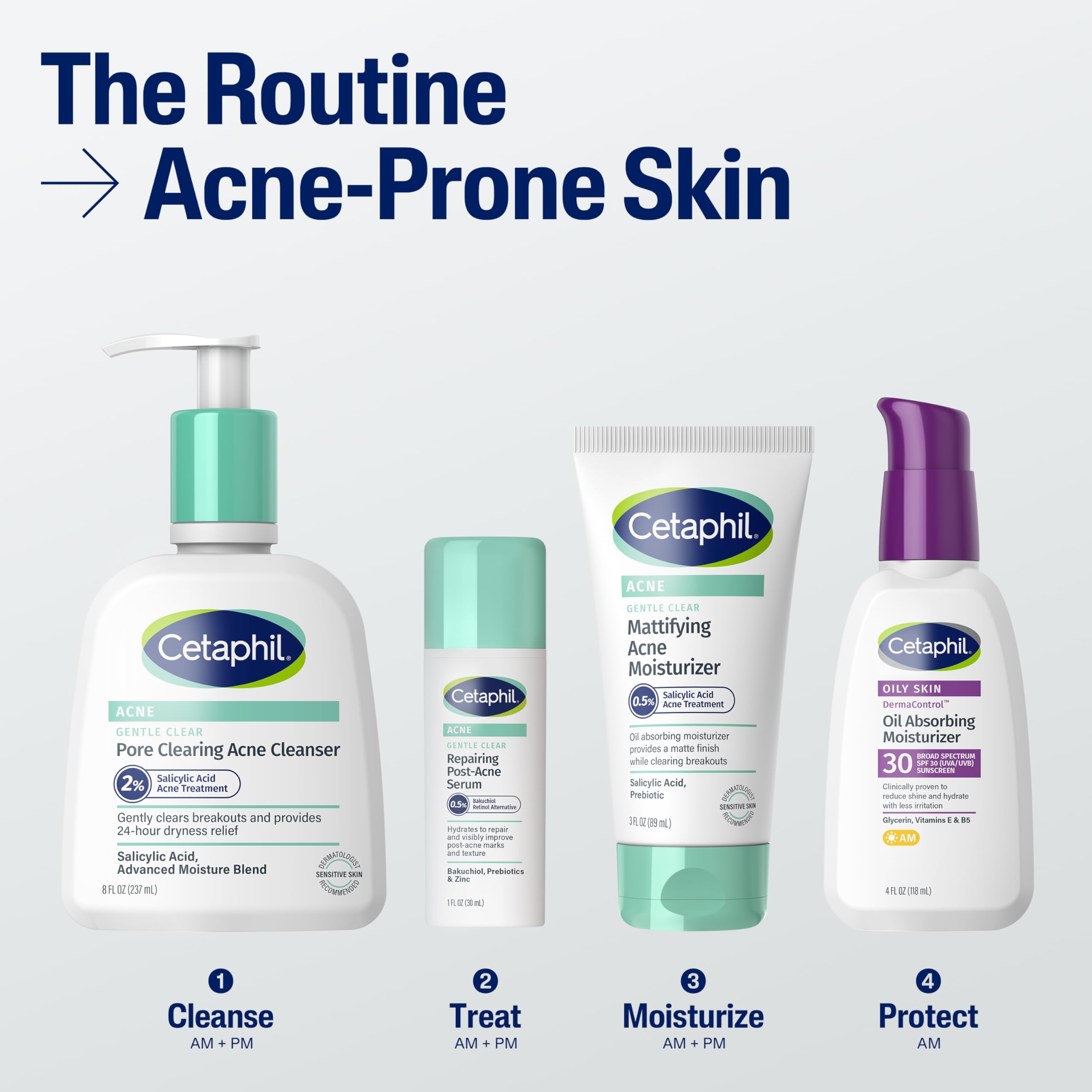 Cetaphil Gentle Clear Pore Clearing Acne Cleanser, Foaming Gel Cleanser for Sensitive, Acne-Prone Skin, 8 Fl Oz Pump Bottle, 2% Salicylic Acid, Gently Exfoliates, Dermatologist Recommended Brand