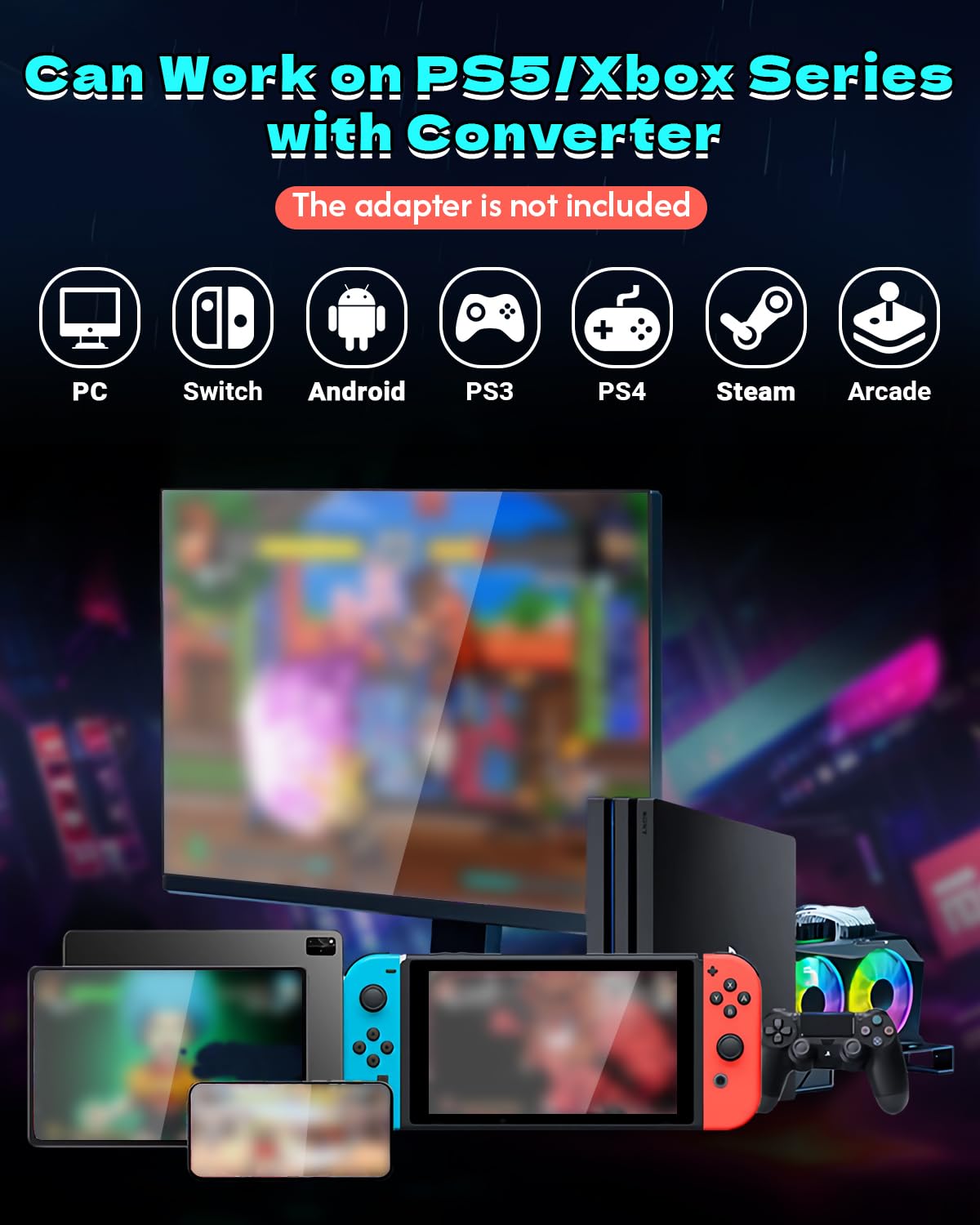 Sehawei Haute42 Arcade Stick S13 All-Button Gamerfinger with Custom RGB & Turbo Functions,Arcade Controller Street Fight for PC/Ps3/Ps4/Switch/Steam Game Keyboard-Supports Hot Swap & SOCD