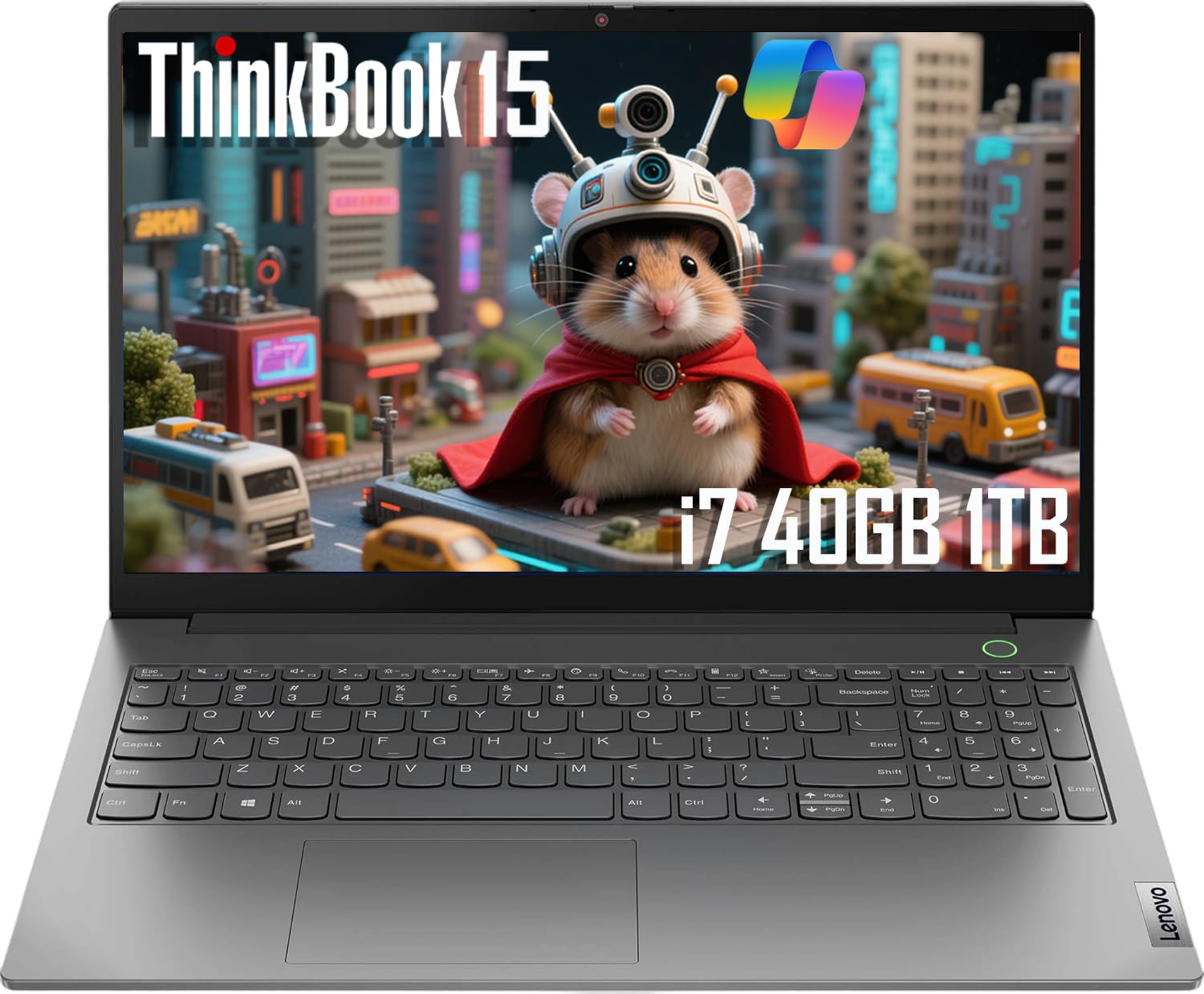 Lenovo ThinkBook 15 Gen 4 Business Laptop (15.6" FHD Anti-Glare, Intel 10-Core i7-1255U, 40GB RAM, 1TB SSD), Fingerprint, 1080p Webcam, Thunderbolt 4, Ethernet, Wi-Fi 6, Win 11 Pro w/Copilot, Grey