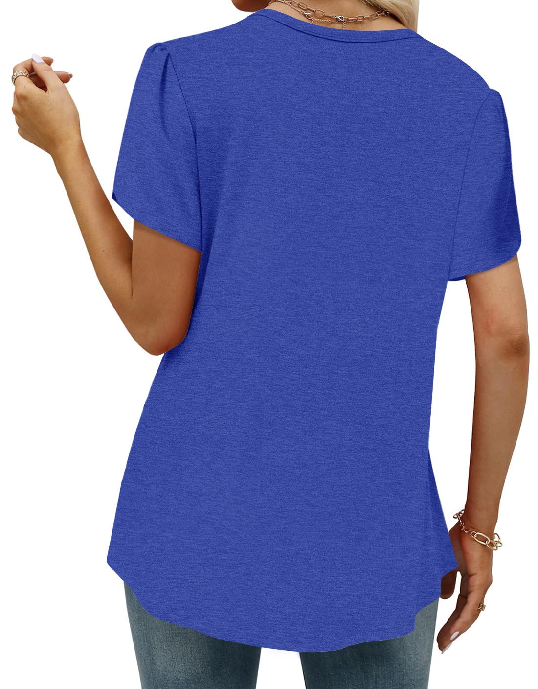 BETTE BOUTIK plus size tunics petal short sleeve womens clothes summer 2024 womens tops plus size RoyalBlue 3X-Large