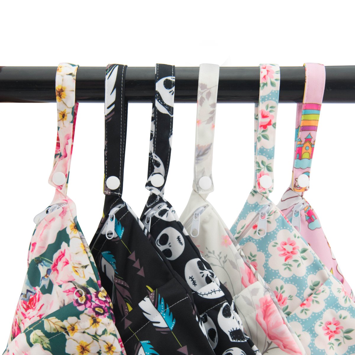 ALVABABY 2pcs Cloth Diaper Wet Dry Bags Waterproof Reusable with Two Zippered Pockets Travel Beach Pool Daycare Soiled Baby Items Yoga Gym Bag for Swimsuits or Wet Clothes L-YX3536