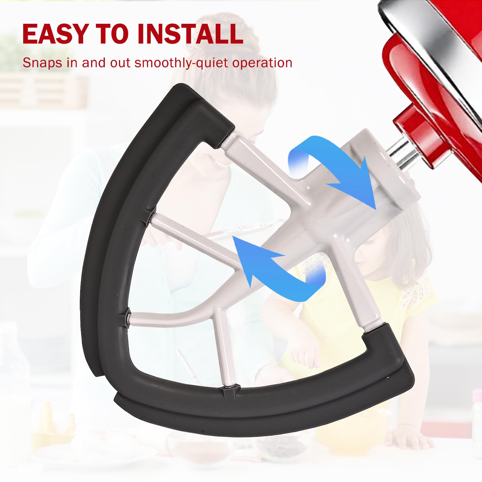 Flex Edge Beater for KitchenAid 4.5/5 Qt Tilt-Head Mixer – Flexible Silicone Edge kitchen aid paddle attachments, Auto-Scrape Bowl Scraper, For Kitchen Aid Accessories and Attachments (Gray)