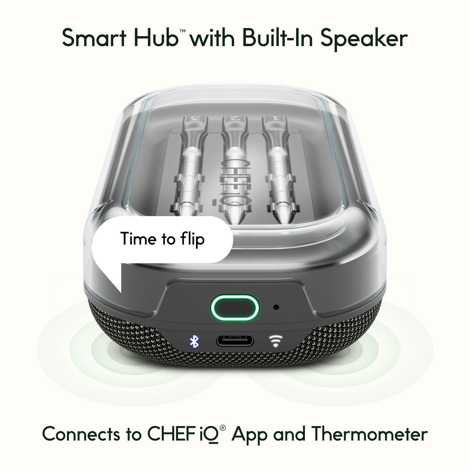 CHEF iQ Smart Wireless Meat Thermometer with 3 Ultra-Thin Probes, Unlimited Range Bluetooth Meat Thermometer, Digital Food Thermometer for Remote Monitoring of BBQ Grill, Oven