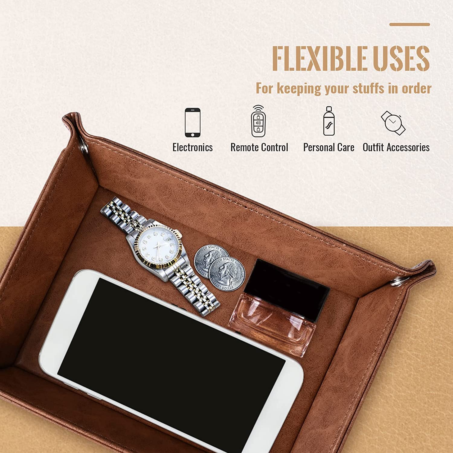 Best Grandpa Ever Gifts for Grandpa from Grandchildren Kids, Birthday Gifts for Grandfather, Leather Valet Tray and Keychain