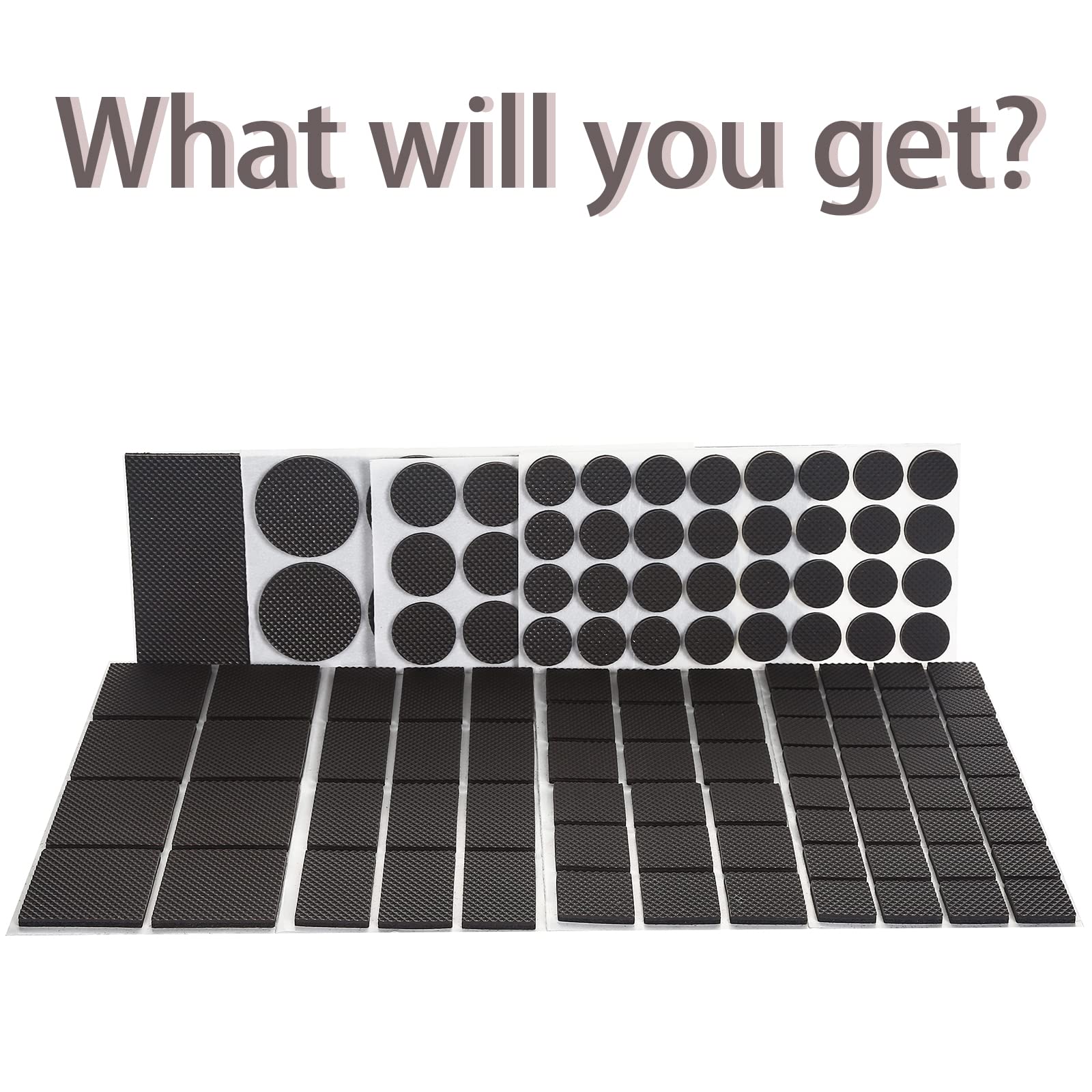 Non Slip Furniture Pads - Round, Square, Rectangle, Furnigear Premium 129 Pieces Furniture Grippers Chair Leg Pads Self Adhesive Rubber Chair Feet- Anti Scratches Furniture Pads for Hardwood Floors