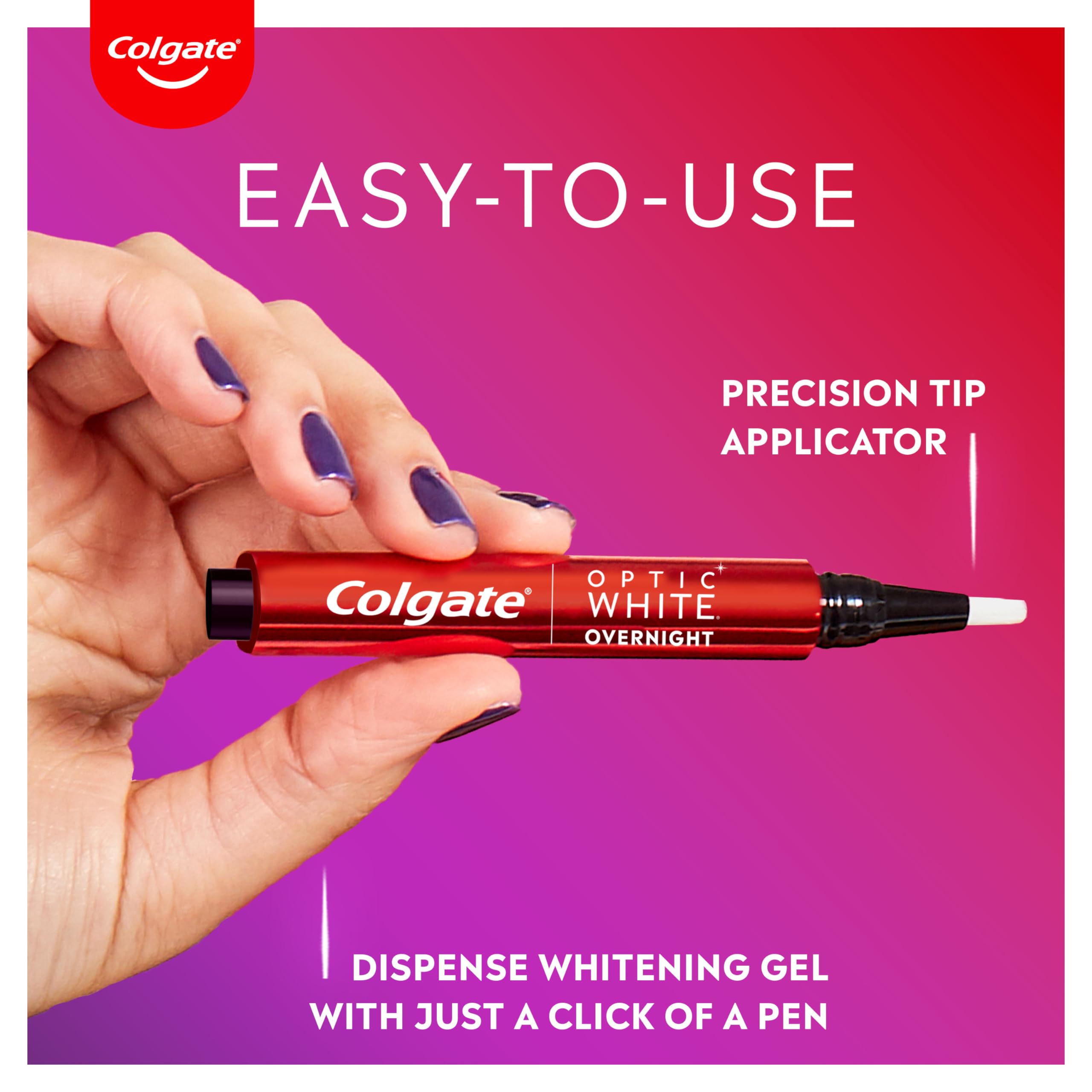 Colgate Optic White Overnight Teeth Whitening Pen, Teeth Stain Remover to Whiten Teeth, 35 Nightly Treatments