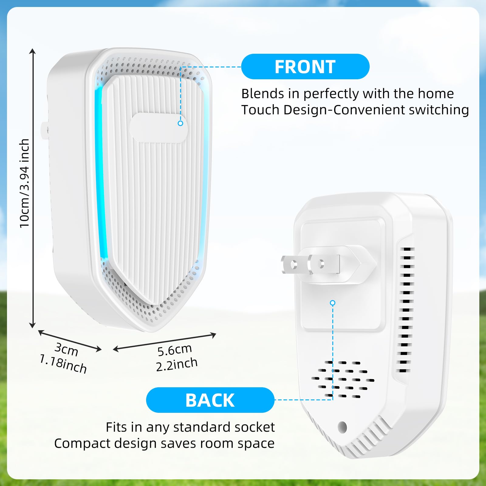 Air Ionizers for Home Plug In,Air Purifier Plug in Wall,Negative Ion Air Purifier for Bedroom -Quiet Operation Air Freshener for Home, Bedroom, Office, Garage Room,Odor,Pets Smell(4)