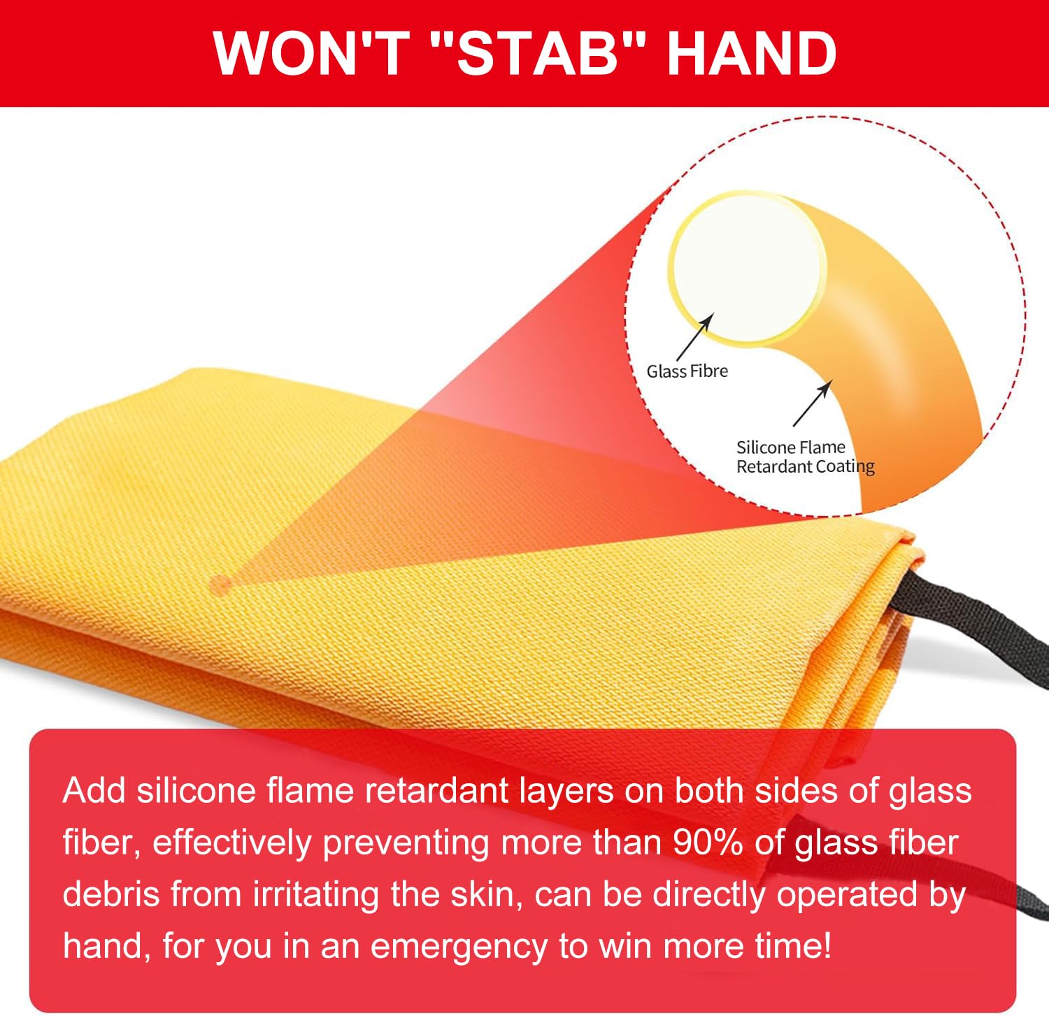 ifory Emergency Fire Blanket for Home & Kitchen, 40” x 40” Fire Suppression Blanket for Kitchen with Double Sided Silicone Flame Retardant Layer, Leaving No Glass Fiber Fragments - 2 Pack