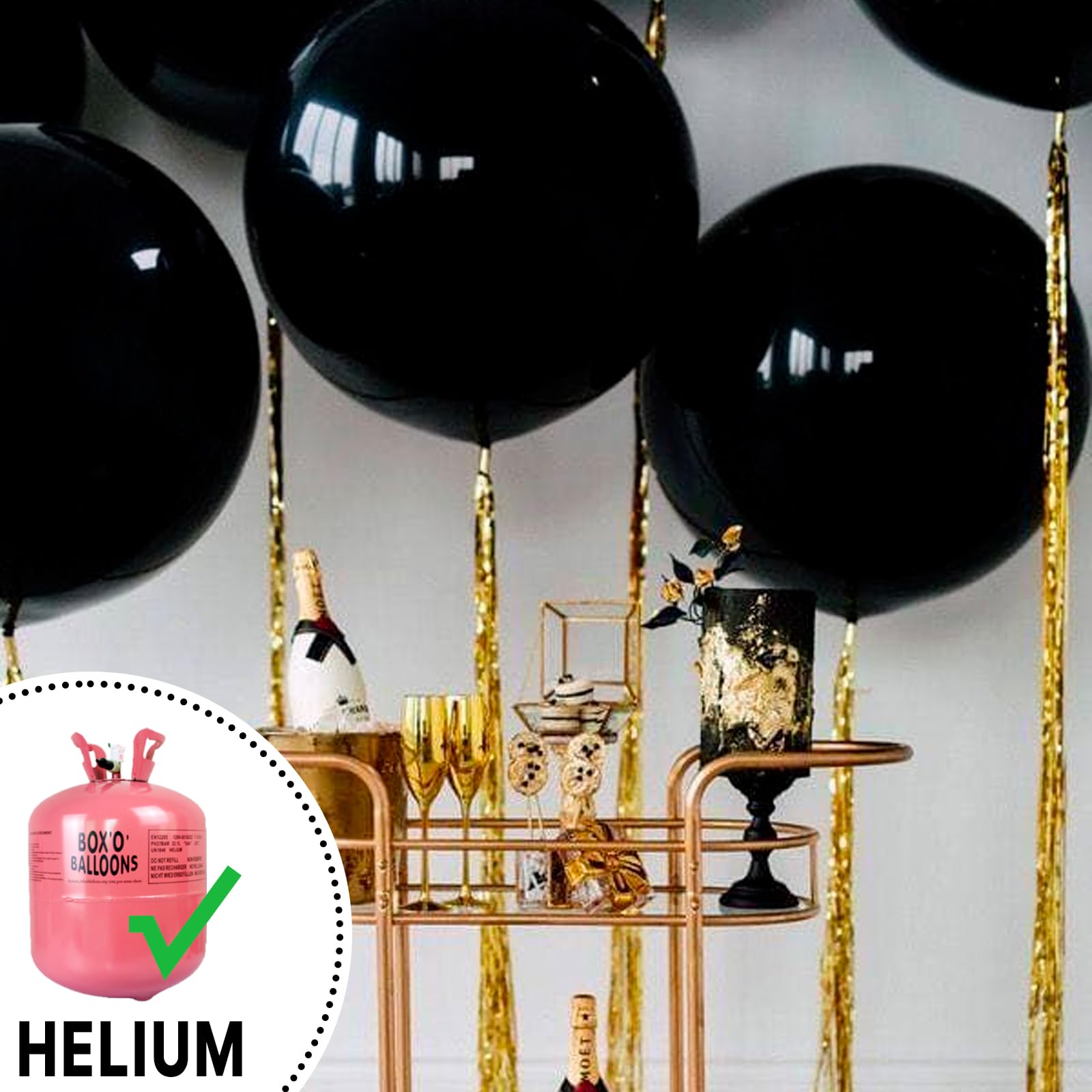 PartyWoo Black Balloons 4 pcs 36 Inch Extra Large Big Jumbo Giant Matte Black Latex Helium Balloons for Graduation Halloween New Year Anniversary Birthday Retirement Party Decorations Black-Y18