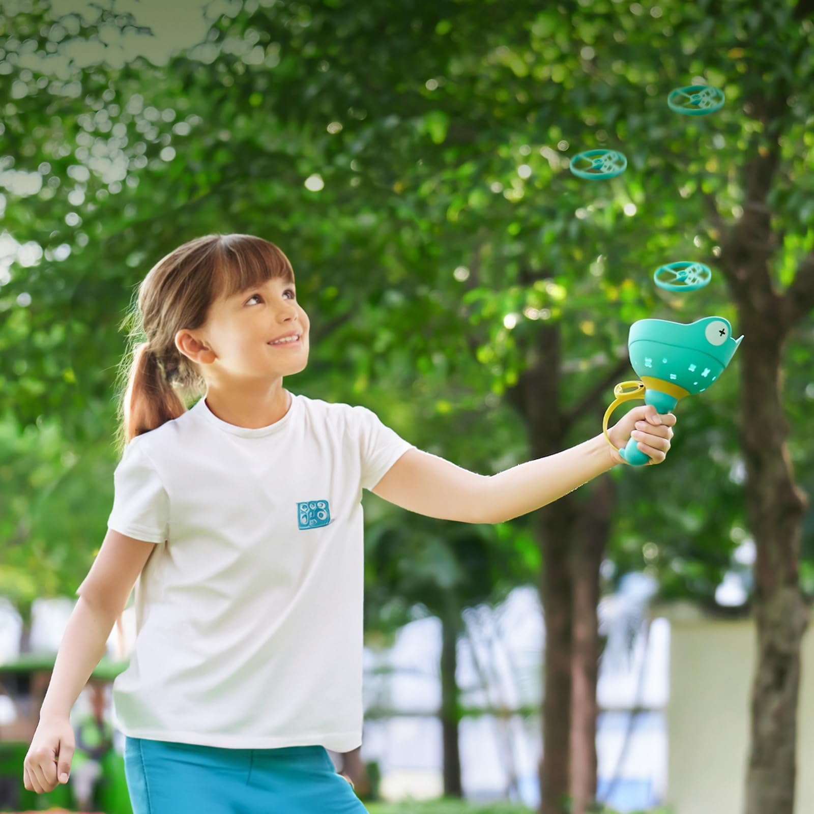 Ivtivfu Outdoor Flying Disc Launcher Toy (2PCS): Outside Catching Games for Kids Ages 4-8, Fun Toddler Toy for 3 4 5 6 7 8 Years Old Boys Girls, Creative Birthday Easter for Children Ages 3-5