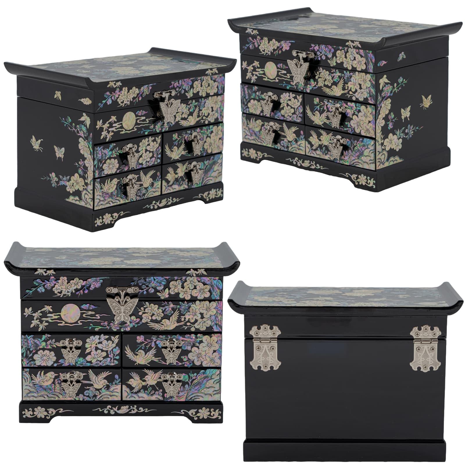 February Mountain Mother of Pearl Jewelry Organizer Box – Anniversary Christmas Graduation Birthday gifts for women Mother's day gifts for mom from daughter (Plum Blossom)