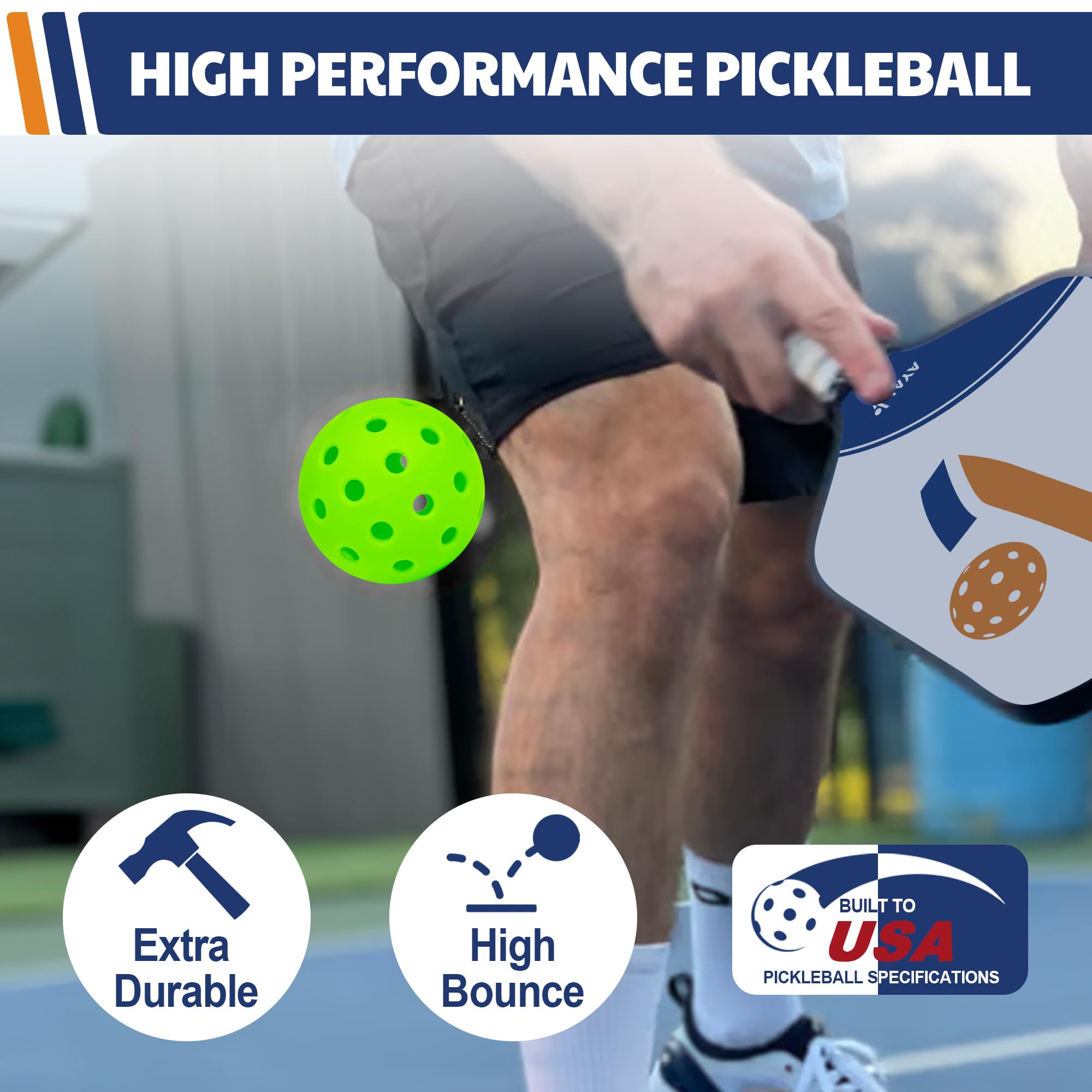 JAYA Pickleball Balls, 40 Holes Pickleballs for Outdoor Play, 4 Pack Outdoor Pickle Balls Set, Green