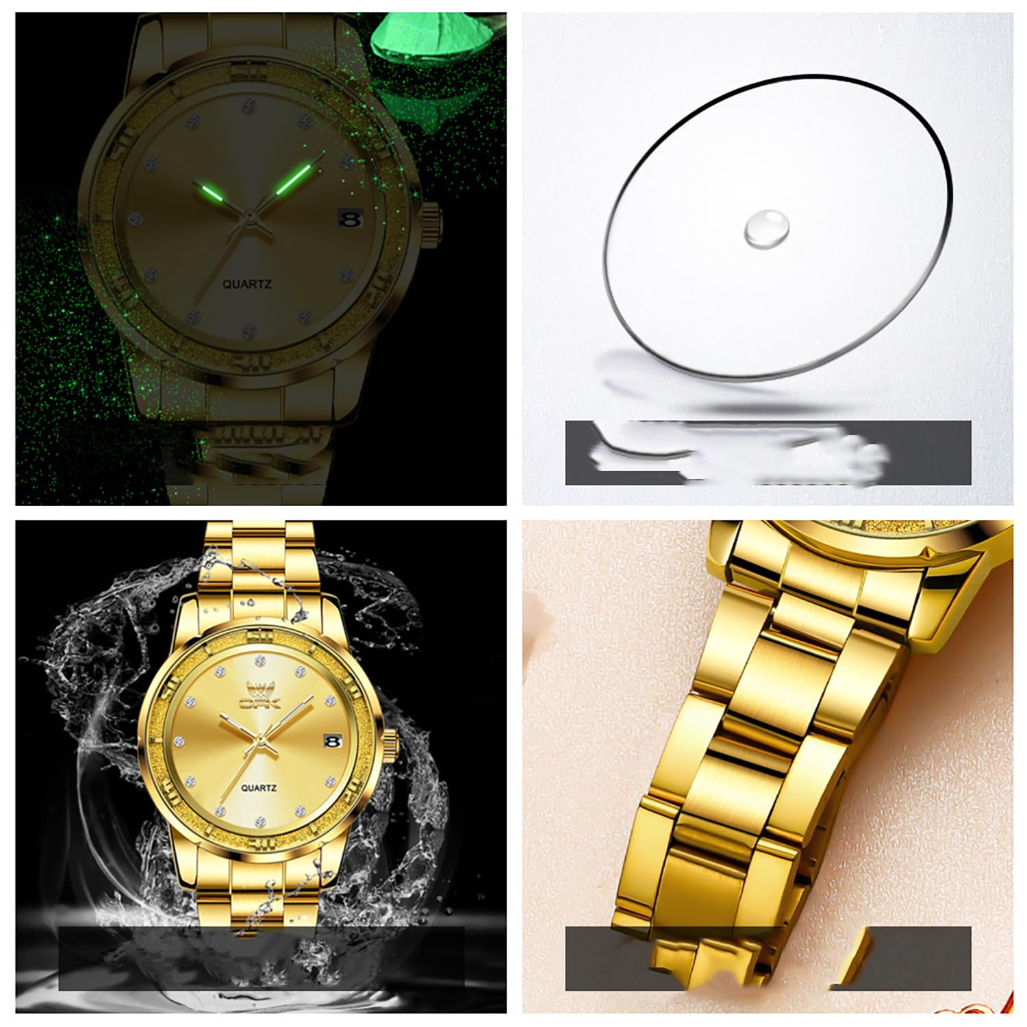 BESTKANG Luxury Women's Watch with Date Classic Stainless Steel Dress Ladies Wrist Watch Luminous Easy Read Waterproof Analog Watches for Women (Gold)