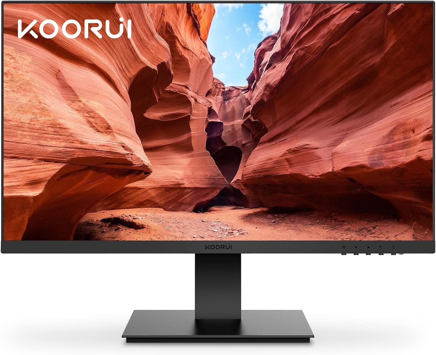 KOORUI Monitor 27 Inch 1080p PC Monitor 3000:1 Contrast Ratio with HDMI VGA for Office and Home, 99% SRGB, Frameless, Eye Care, Tilt Adjustment, VESA Mountable, Black