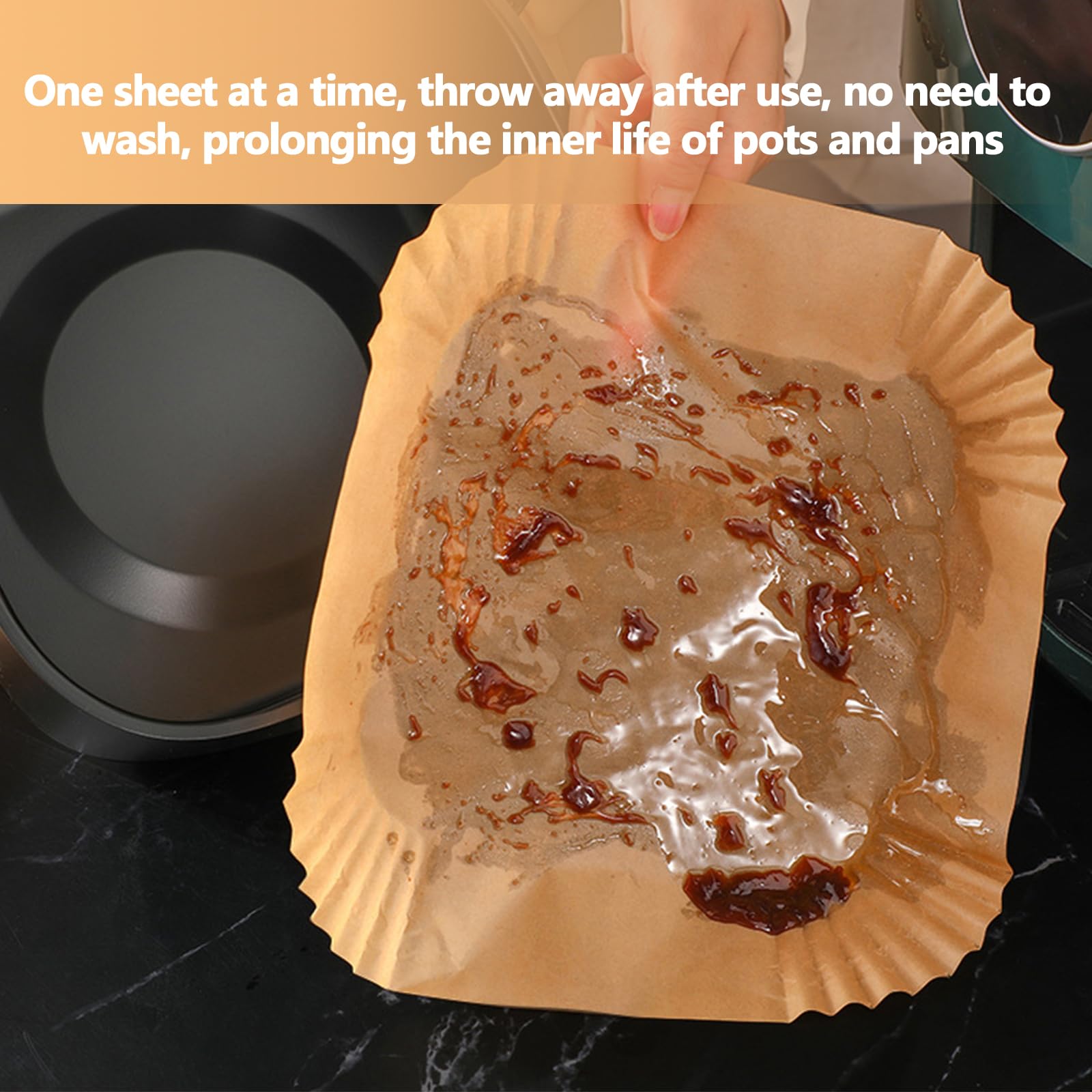 10 Inch Air Fryer Paper Liners, 150Pcs Air Fryer Liner Disposable, Oil-Proof & High-Temperature Resistant Parchment Baking Paper for Air Fryer, Microwave and Oven(Bottom Is 9 Inch)
