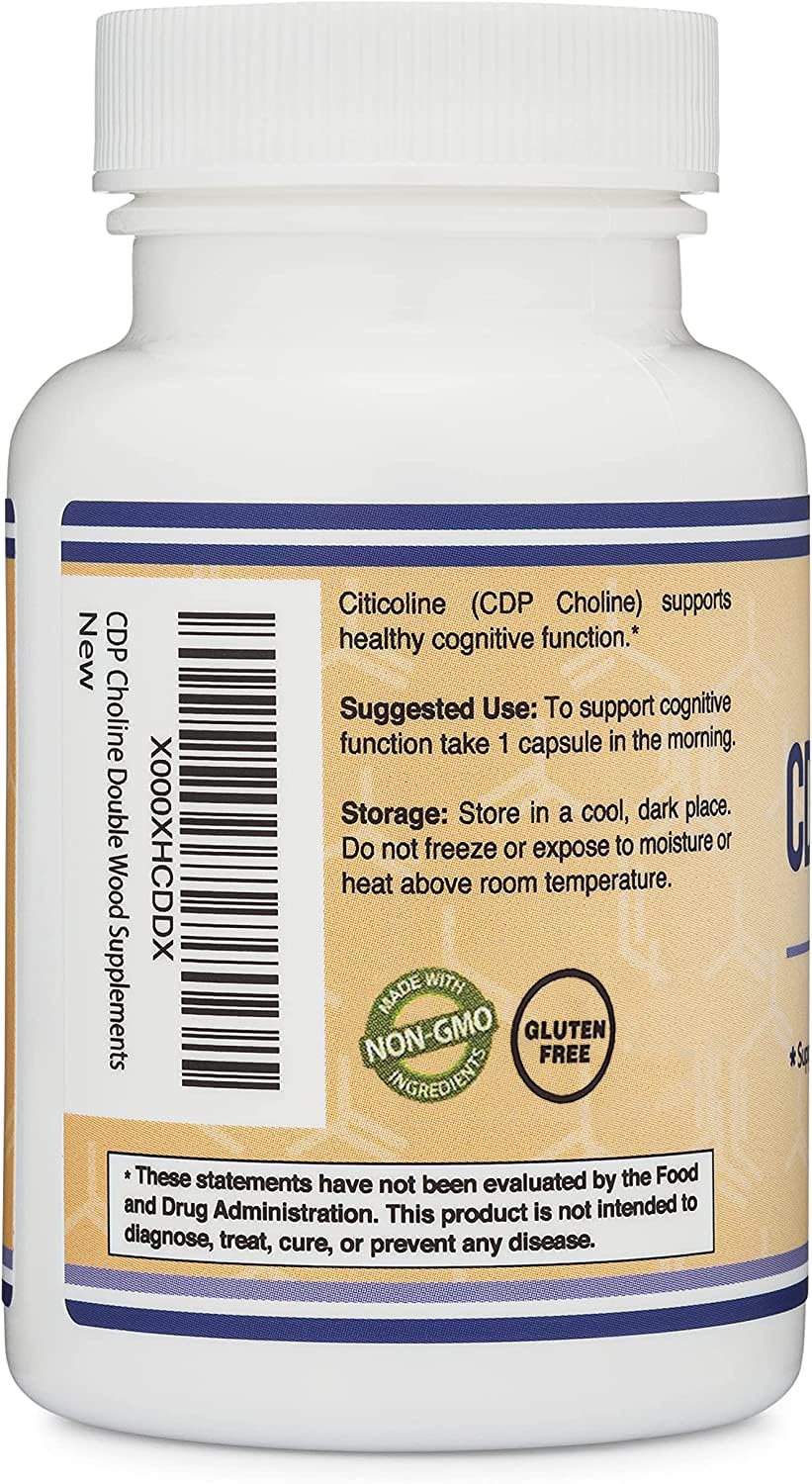 CDP Choline (Citicoline) Supplement, Pharmaceutical Grade, Third Party Tested (60 Capsules 300mg)