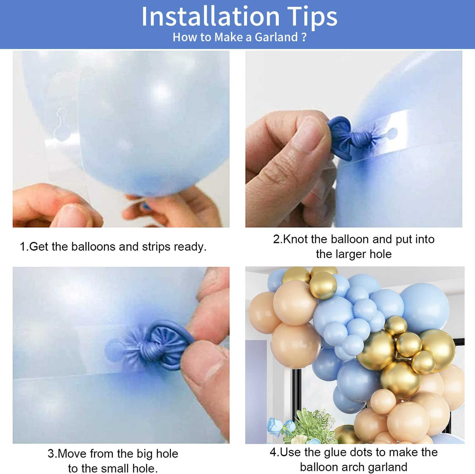 Blue and Nude Balloon Garland Kit, Baby Shower Arch Kit, Macaron Blue Retro Apricot Gold Latex Balloons for Boys Girls Birthday Wedding Gender Reveal Engagement Party Decorations