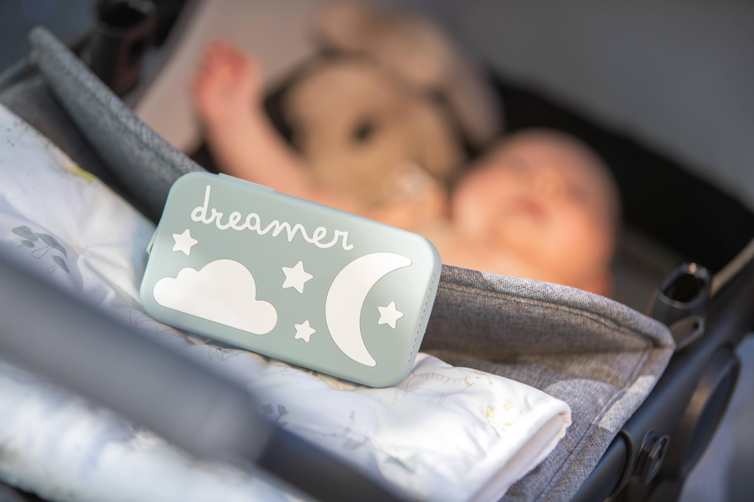 Dreamer Sound Machine - Portable BPA-Free Silicone Sleep Aid with Sleep-Promoting Frequencies, Night Light & Soothing Sounds for Babies & Kids - Sage