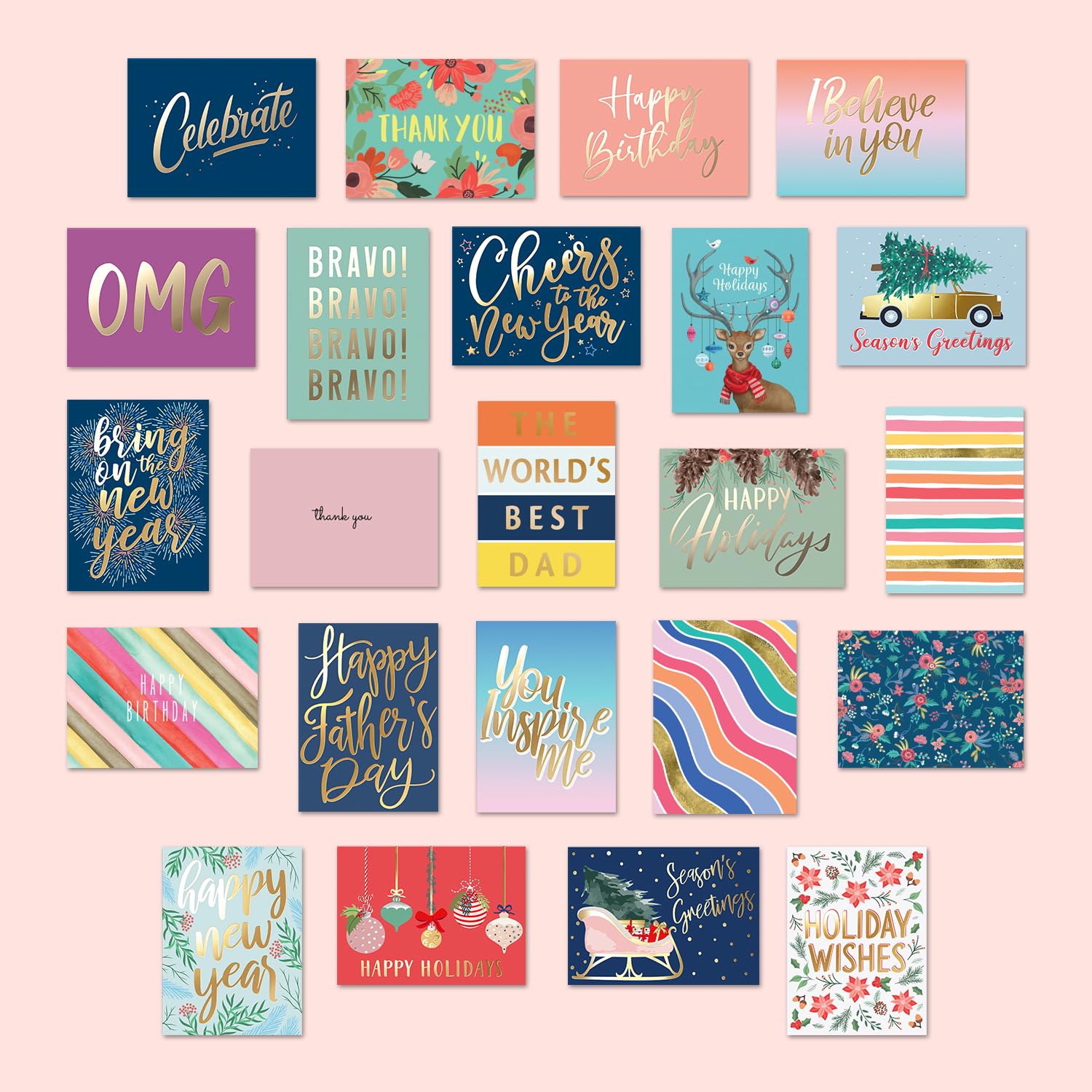 Sweetzer & Orange 100 All Occasion Cards & Envelopes Set - Greeting Notecards Assortment Box - Birthday Cards Bulk for Office, Thank You, Holiday, Blank Notecards & more – Organizer Box Included