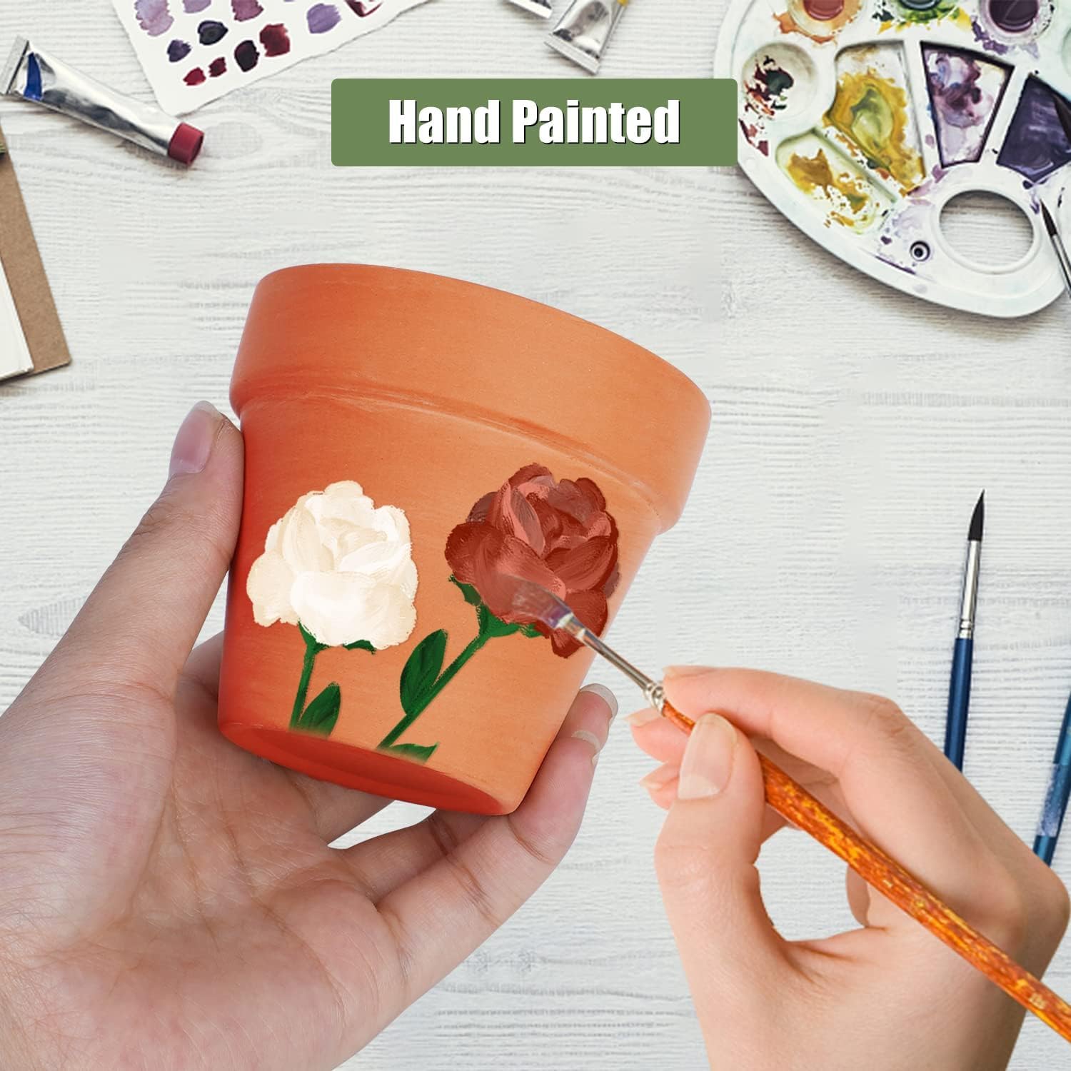 KOAMLY 6Pcs 5incn Plant Nursery pots, Mini Planter with Drain, Succulent Seedling Planter, use with Indoor, windowsill, Terra Cotta red Flower pots Wedding Decoration Best Gift for Aunts (5)