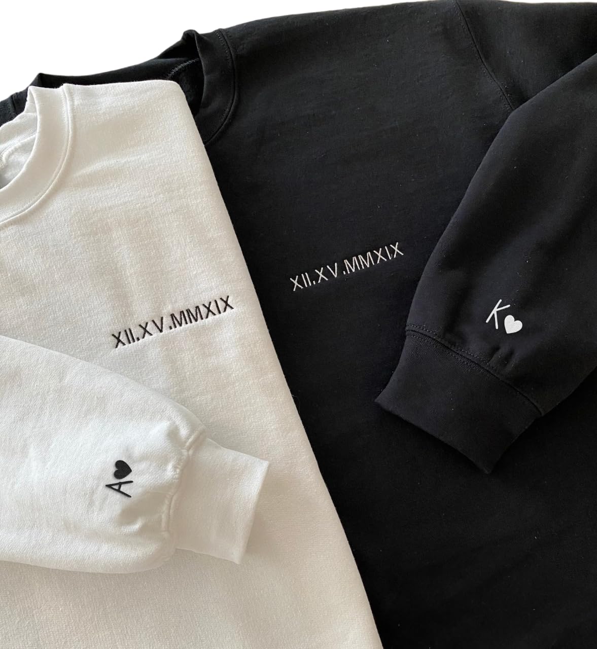 Custom Embroidered Roman Numeral Date Couple's Sweatshirt & Hoodie, Matching Hoodies for Couples, Custom Embroidered Sweatshirt, Anniversary, Engagements, Valentine's Day Gifts