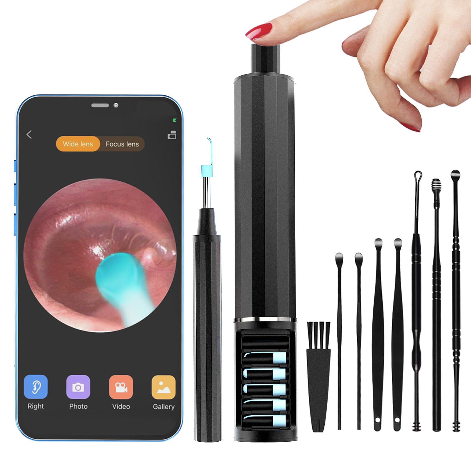 NIUQICT Ear Wax Removal Tool Camera, Ear Cleaner with Camera Earwax Removal kit with Camera, Ear Camera 1080P with 6 LED Lights, for iOS&Android