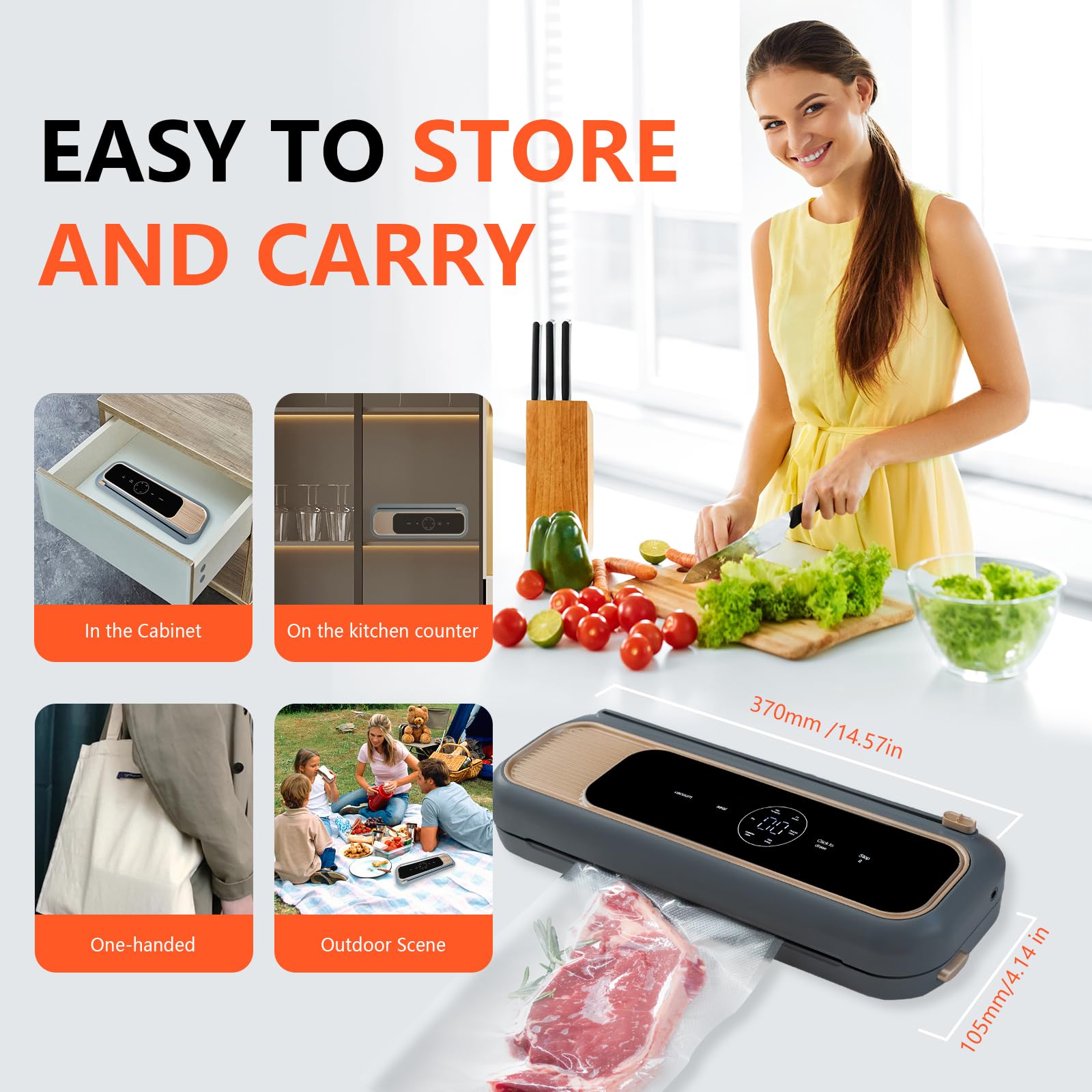 Hydroserenity Vacuum Sealer Machine, Precision Compact mini vacuum sealer 65 Kpa Powerful Suction, Automatic Operation, Ideal for Easy & Efficient Food Preservation and Storage With 10 Bags (Black)