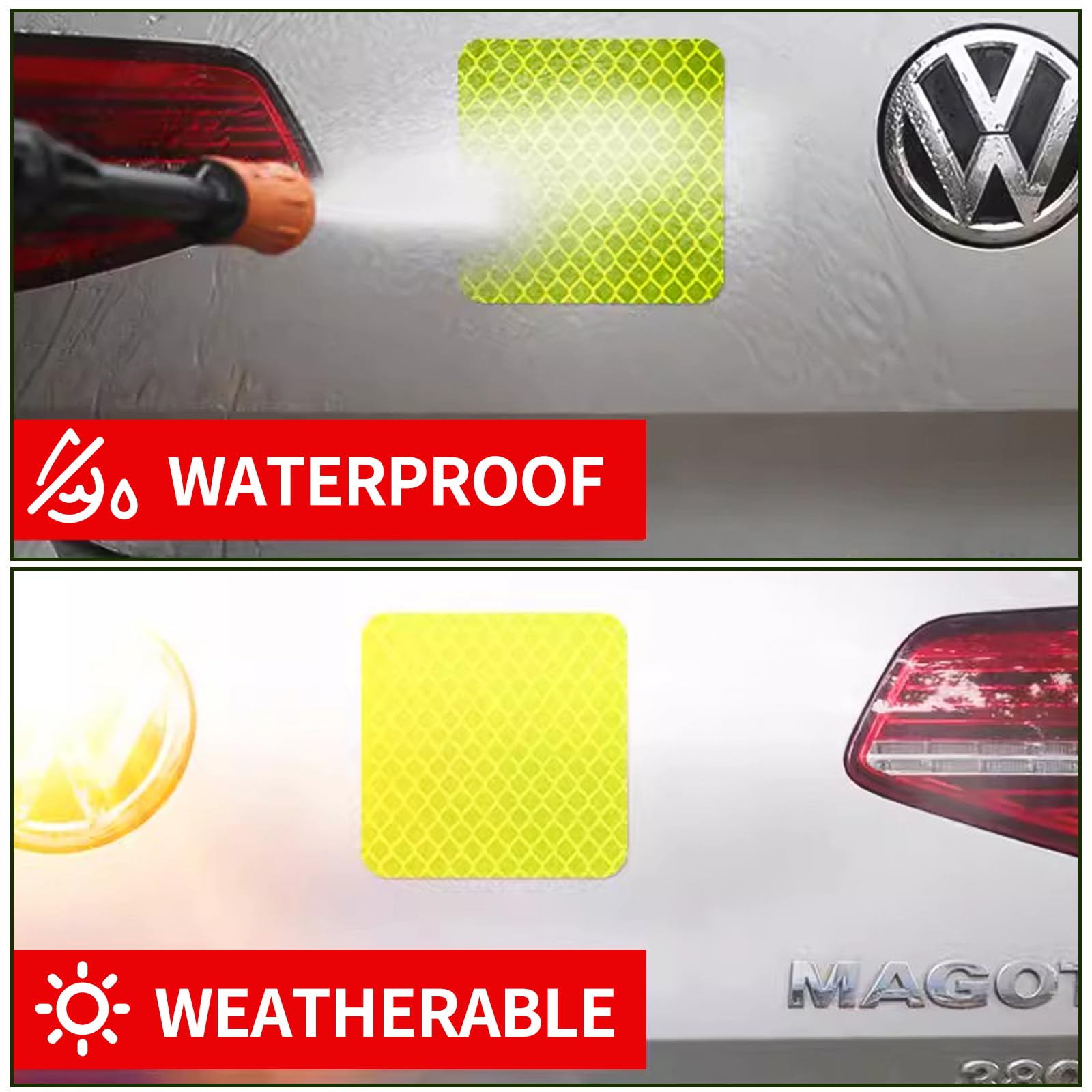 PHIXBEAR Reflective Stickers Made of 3M DG3,Super Reflection, Safety Reflective Tape for Car Trailer Truck Bike Motorcycle, 20 Pcs Fluorescent Yellow-Green Outdoor Waterproof 3.15" X 1.18"