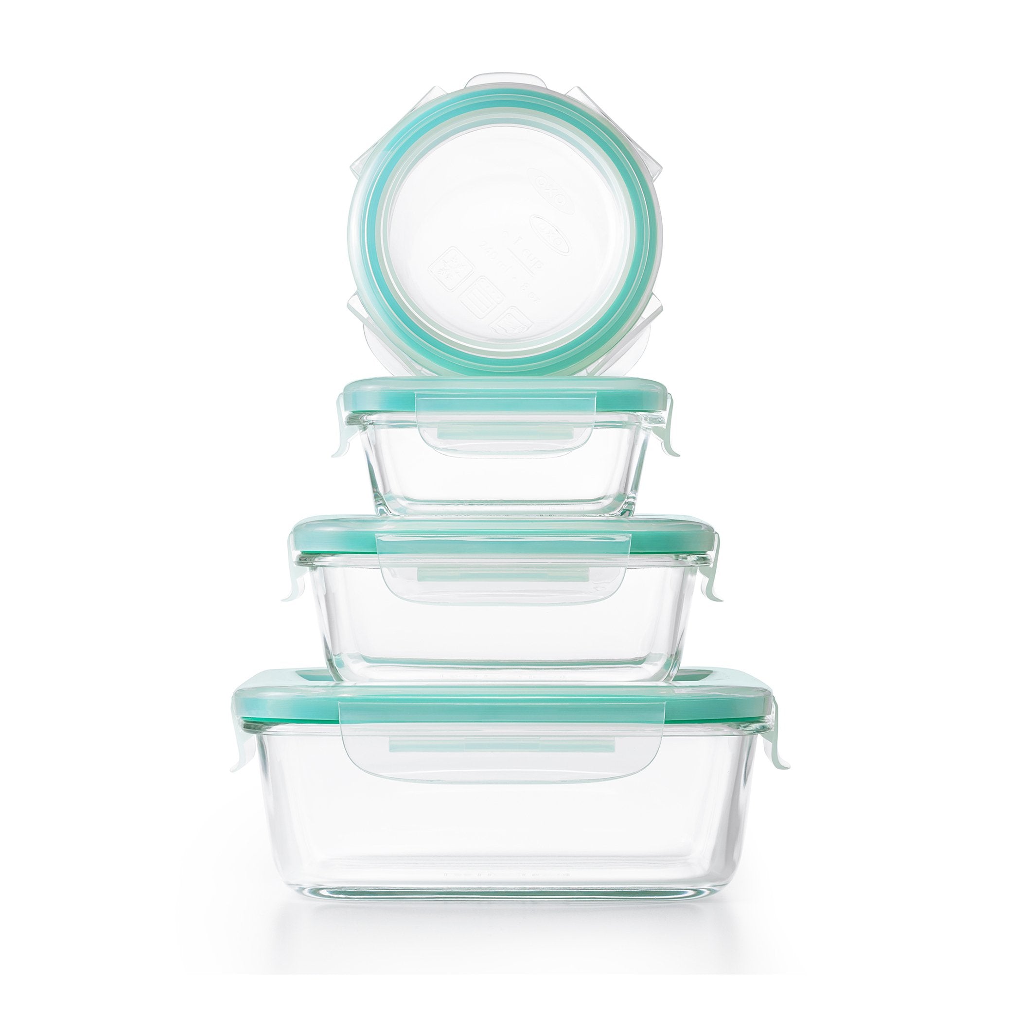 OXO Good Grips Smart Seal , 12 Piece Glass Container Set,Clear,Blue