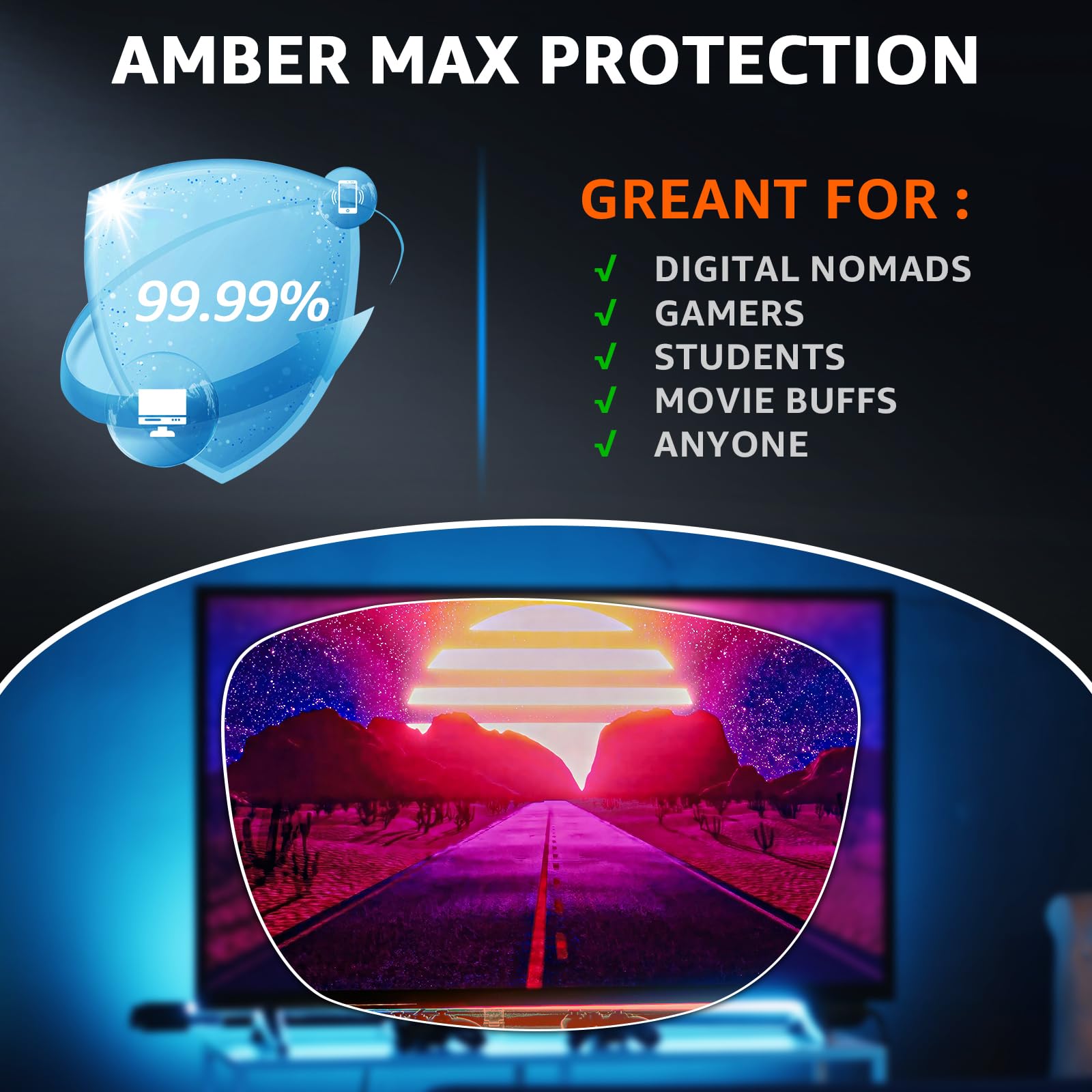 TJUTR 99.9% Blue Light Blocking Sleep Glasses, Professional 2.0 AR Coatings Amber Lens for Computer Reduce Eyestrain (A3 Clear Coffee)
