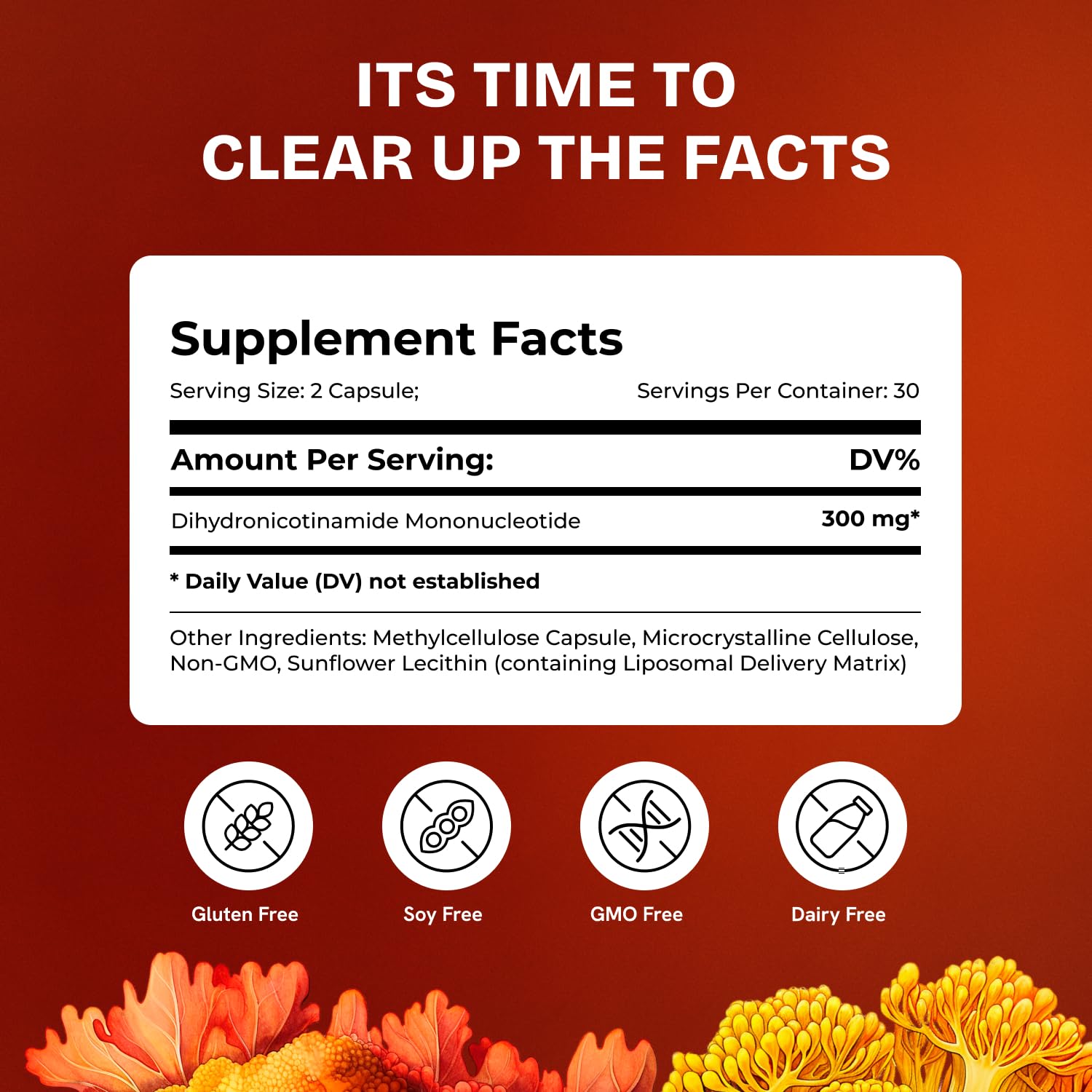 Resurrected Health NMN Supplement Alternative - Liposomal NMNH (Dihydronicotinamide Mononucleotide) - High Purity NAD Supplement for Anti Aging, Energy, Focus - 60 Capsules - 300mg