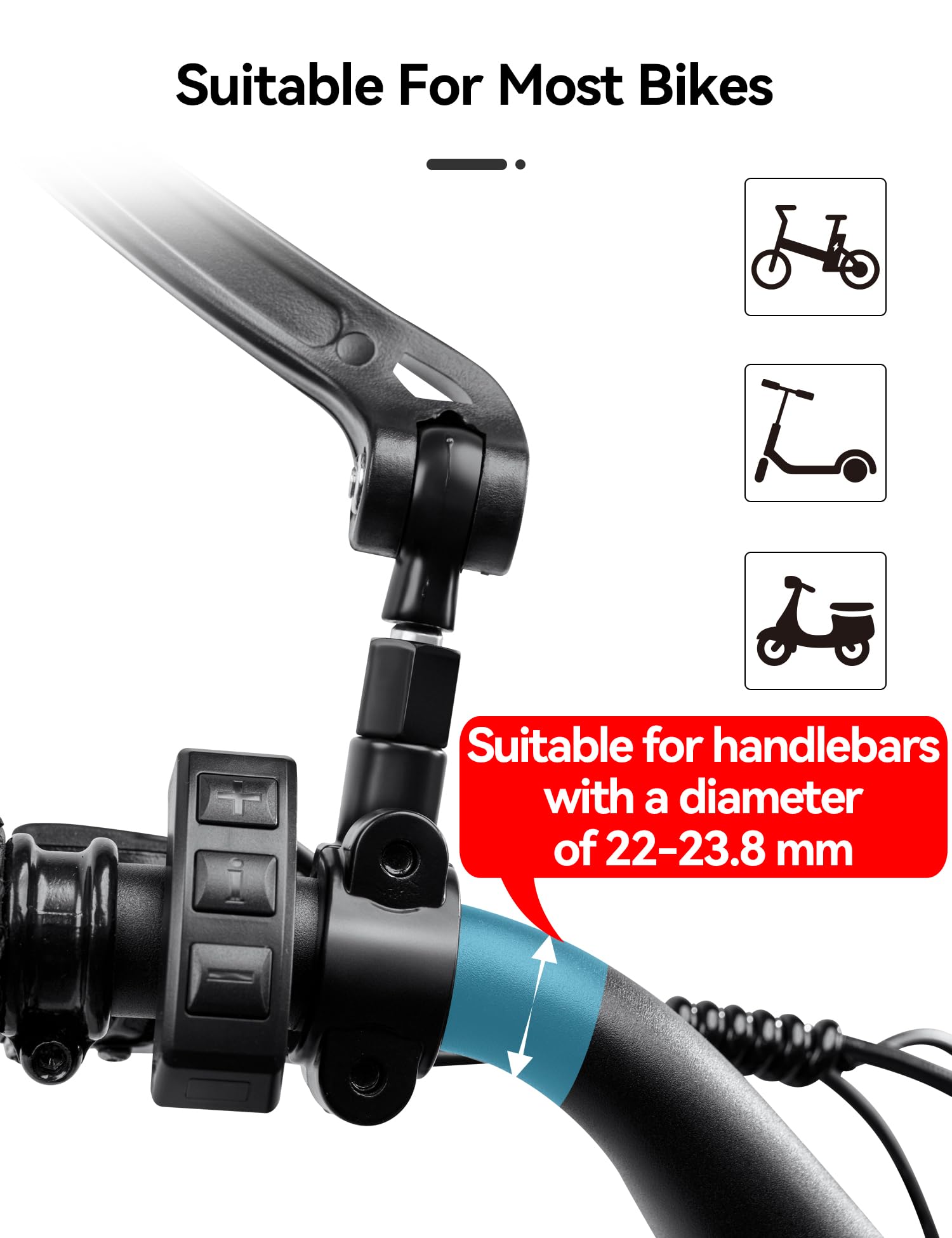 Bike Mirror 1 Pair, MAGICYCLE Bike Mirrors Handlebar Rear View Mirror, E-Bike Mirrors, 360 Degree Adjustable Rotatable Bicycle Mirrors for Handlebars, Safe Wide Angle HD Glass Bike Side Mirrors