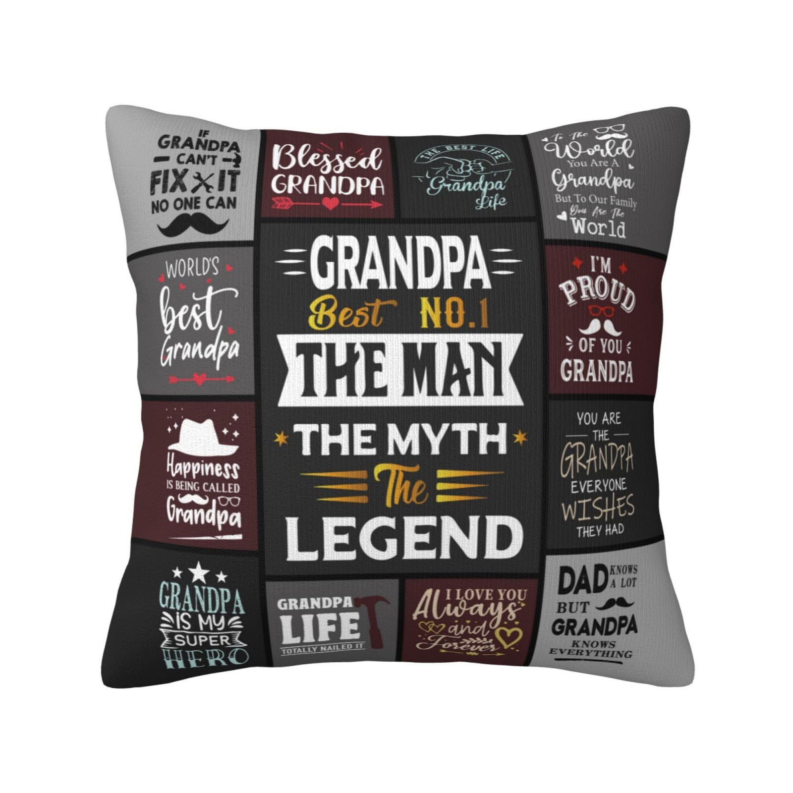 Gifts for Grandpa - Christmas Grandpa Gifts - Xmas Grandpa Birthday Gift - Unique Grandpa Gifts from Granddaughter, Grandson, Grandchildren - Birthday Gifts for Grandpa Throw Pillow Cover 18x18 Inch
