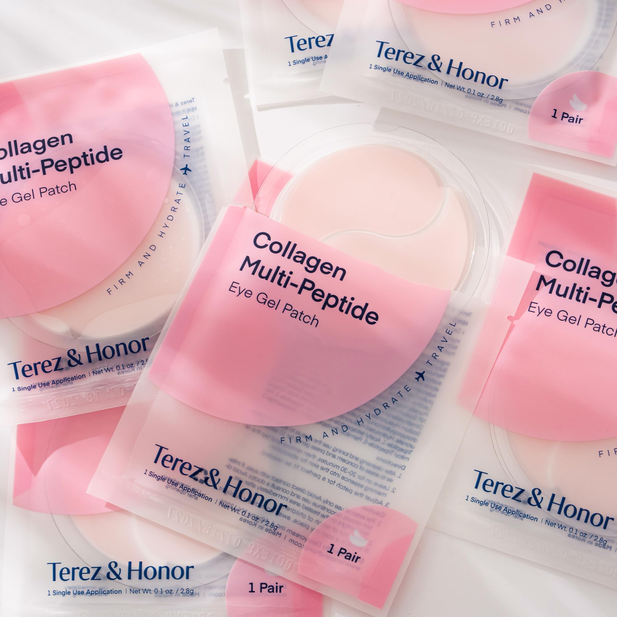 TEREZ & HONOR Collagen Peptide Under Eye Patches - 6 Pairs Korean Firming, Glowing & Hydrating Hydrogel Mask for Puffy Eyes, Dark Circles, Fine Lines - Travel & Gift Ready, Valentine’s Day for Her