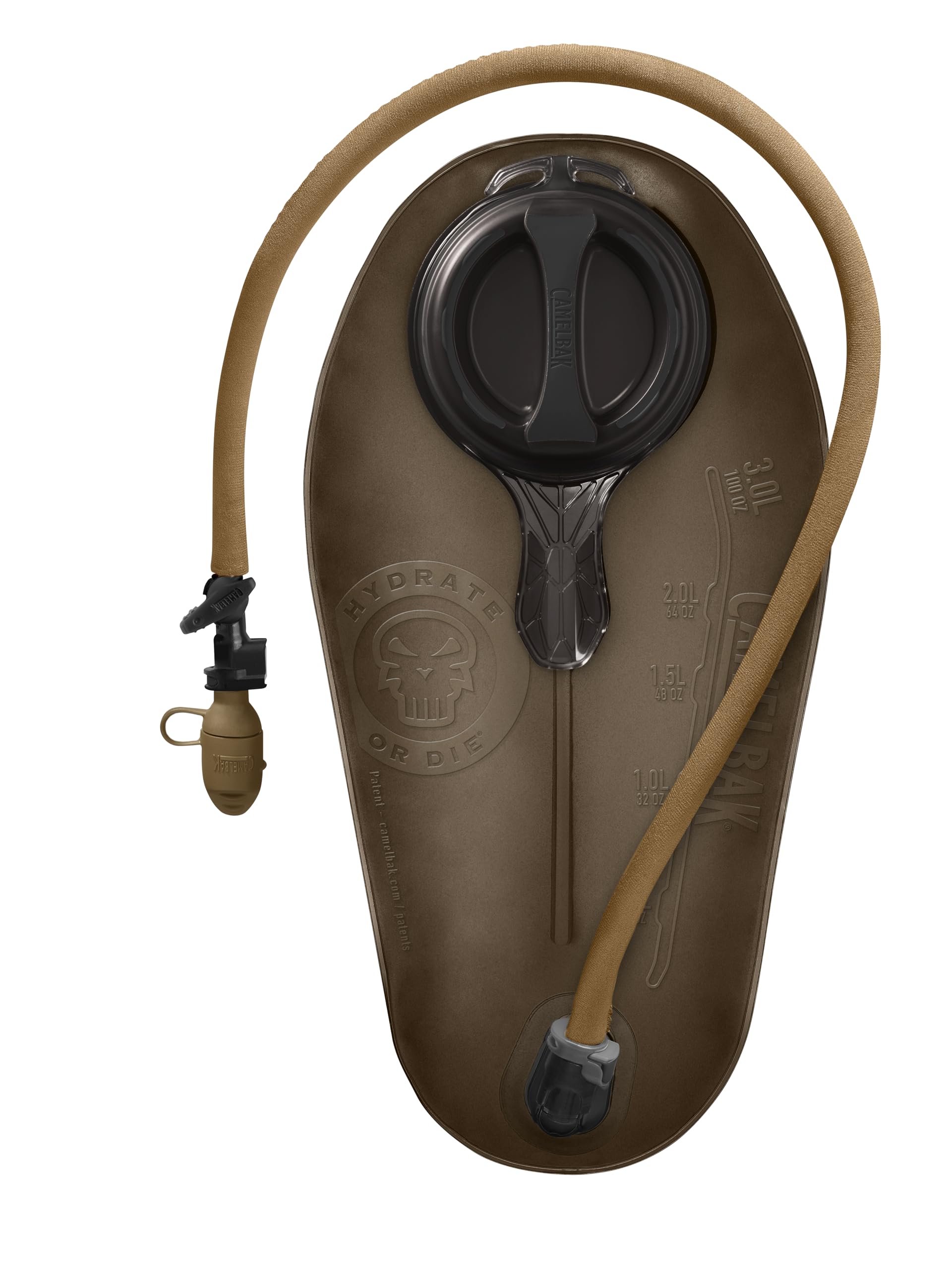 CamelBak Mil Spec Crux 100oz/3L Long Reservoir - Tactical Hydration Bladder - Faster Water Flow Rate - Leak-Proof Water Bladder - Ergonomic Shape - Big Bite Valve - BPA-Free, Brown