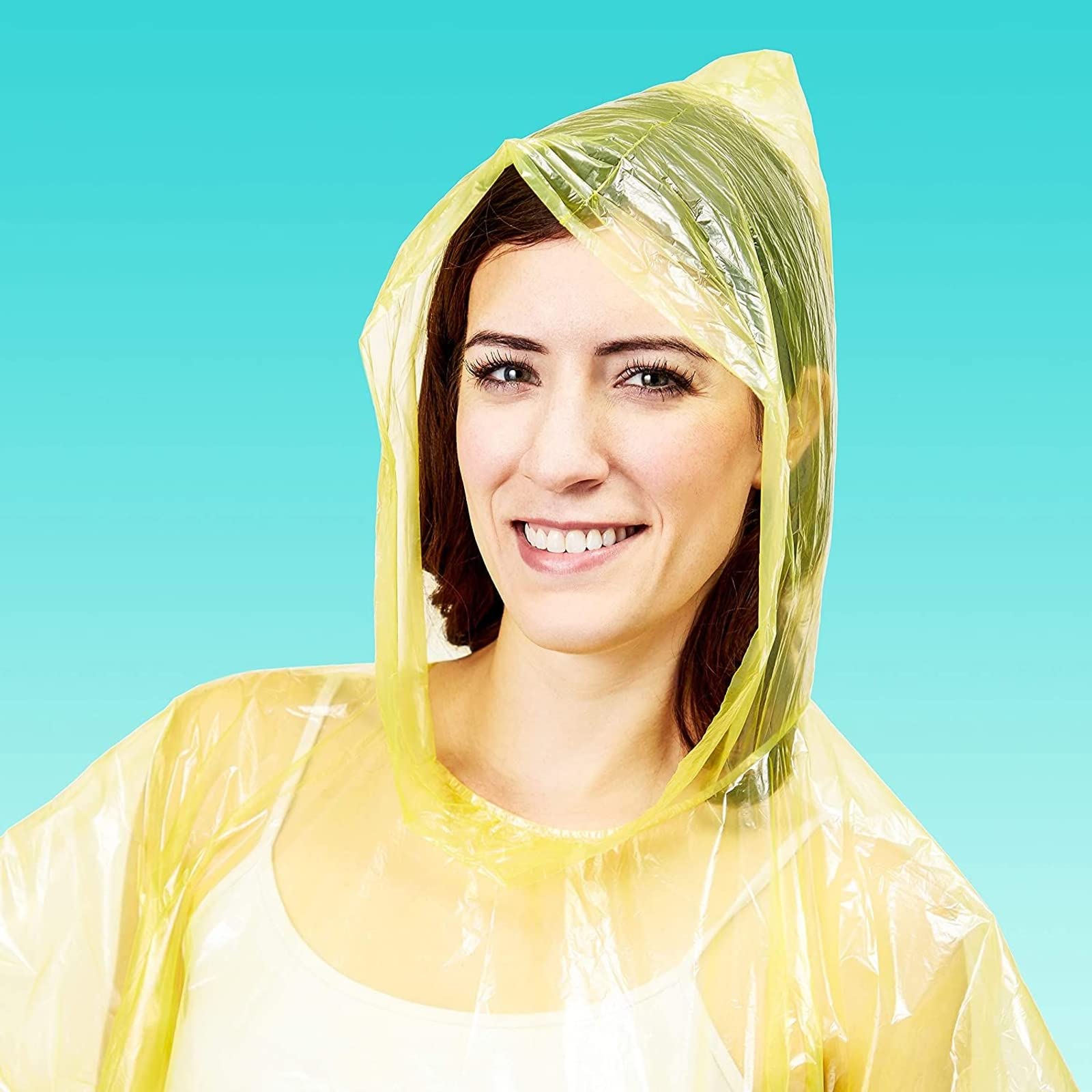 Juvale 20-Pack Disposable Rain Ponchos with Hood for Adults and Family - Clear Multicolor Emergency Raincoats
