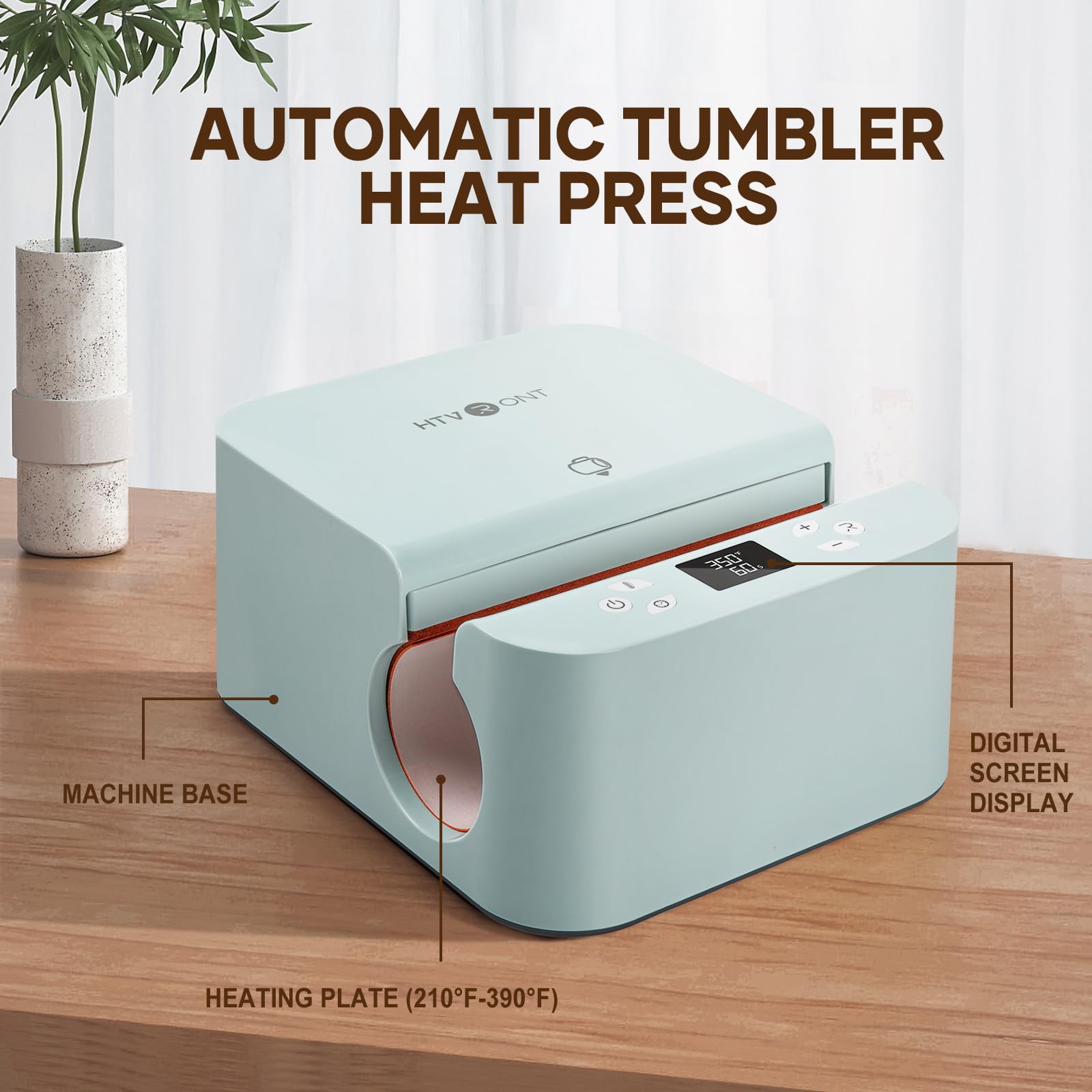 HTVRONT Auto Tumbler Heat Press Machine - Mug Heat Press Heat Up Fast & Even, Professional Tumbler Press High-Security for 2.9-3.35inch Sublimation Tumblers, Cups, Glasses and Mugs