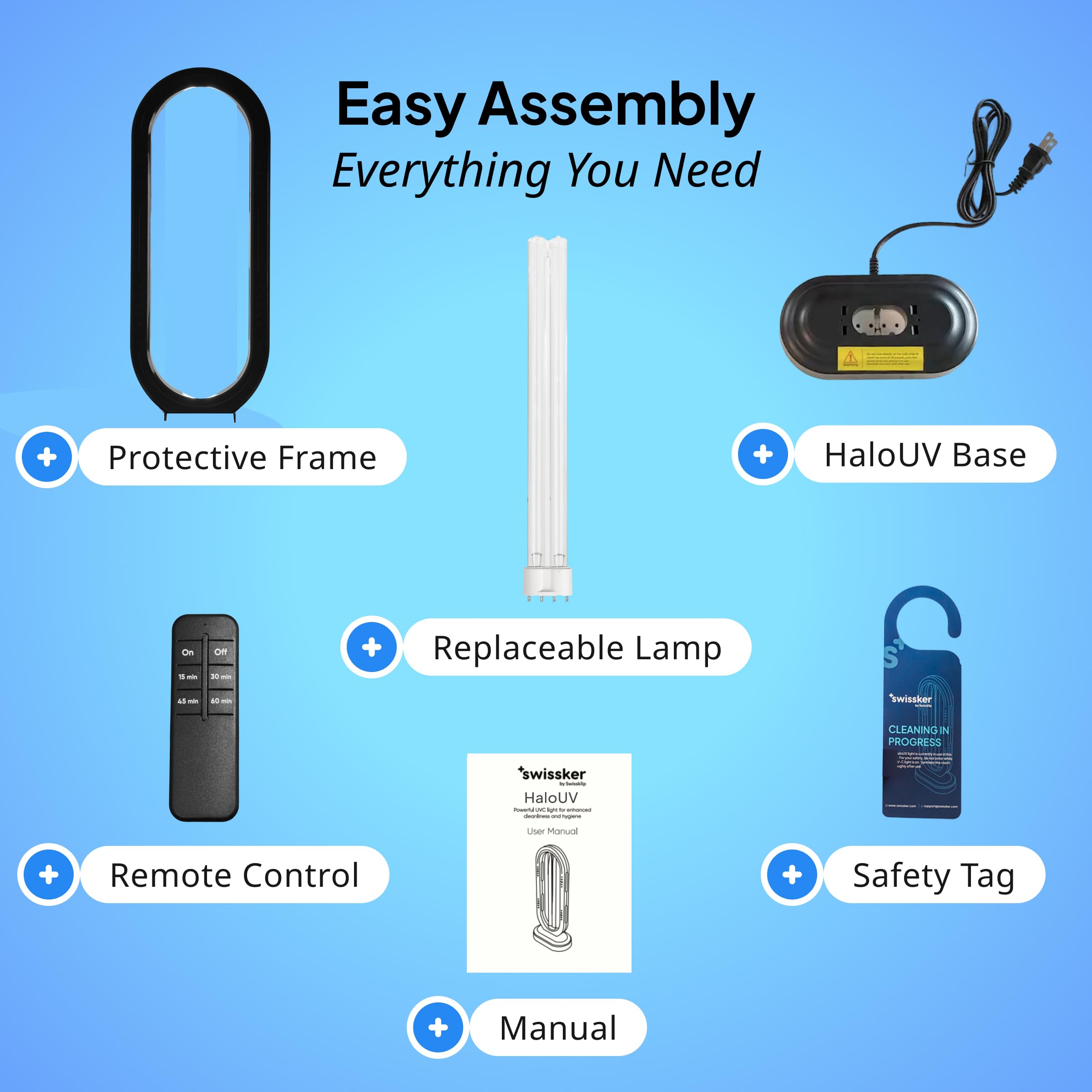 Swissklip Swissker HaloUV, Mold Remover, Home Disinfection Device, Dust Mites Remover, UV Light Sanitizer, Ultraviolet Sanitizer for Home, Room & Kitchen, Ultraviolet Light with 4 Speed Timings