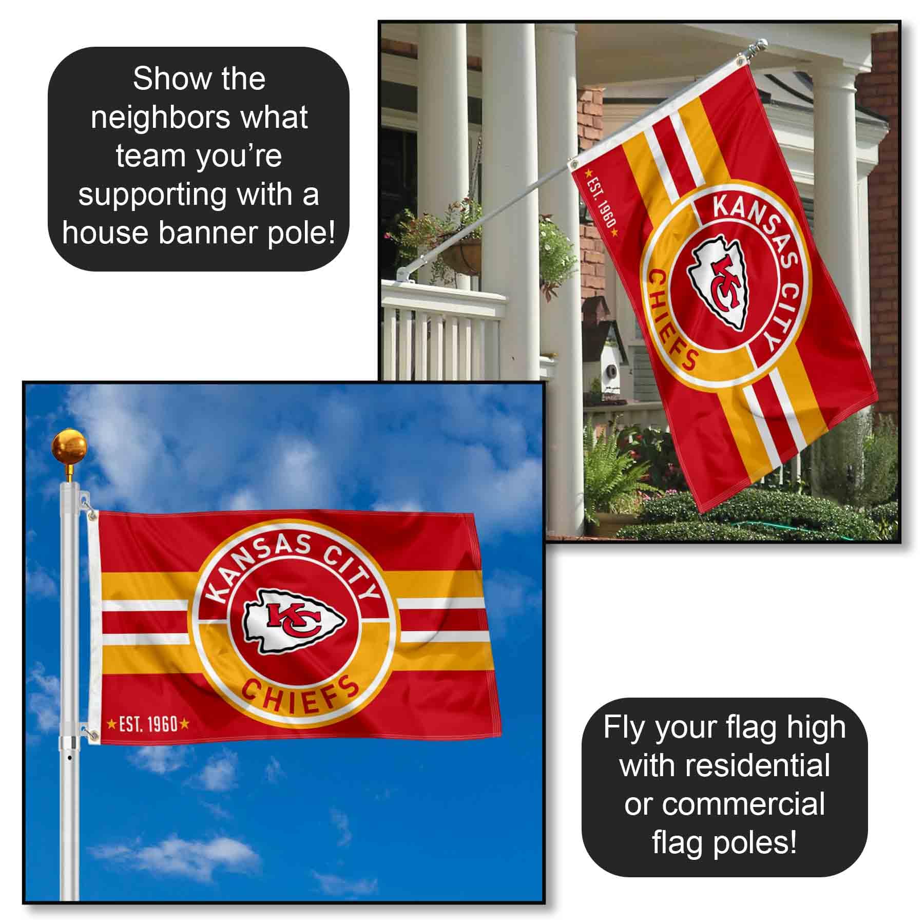 Kansas City Chiefs Patch Button Circle Logo Flag Large 3x5 Banner