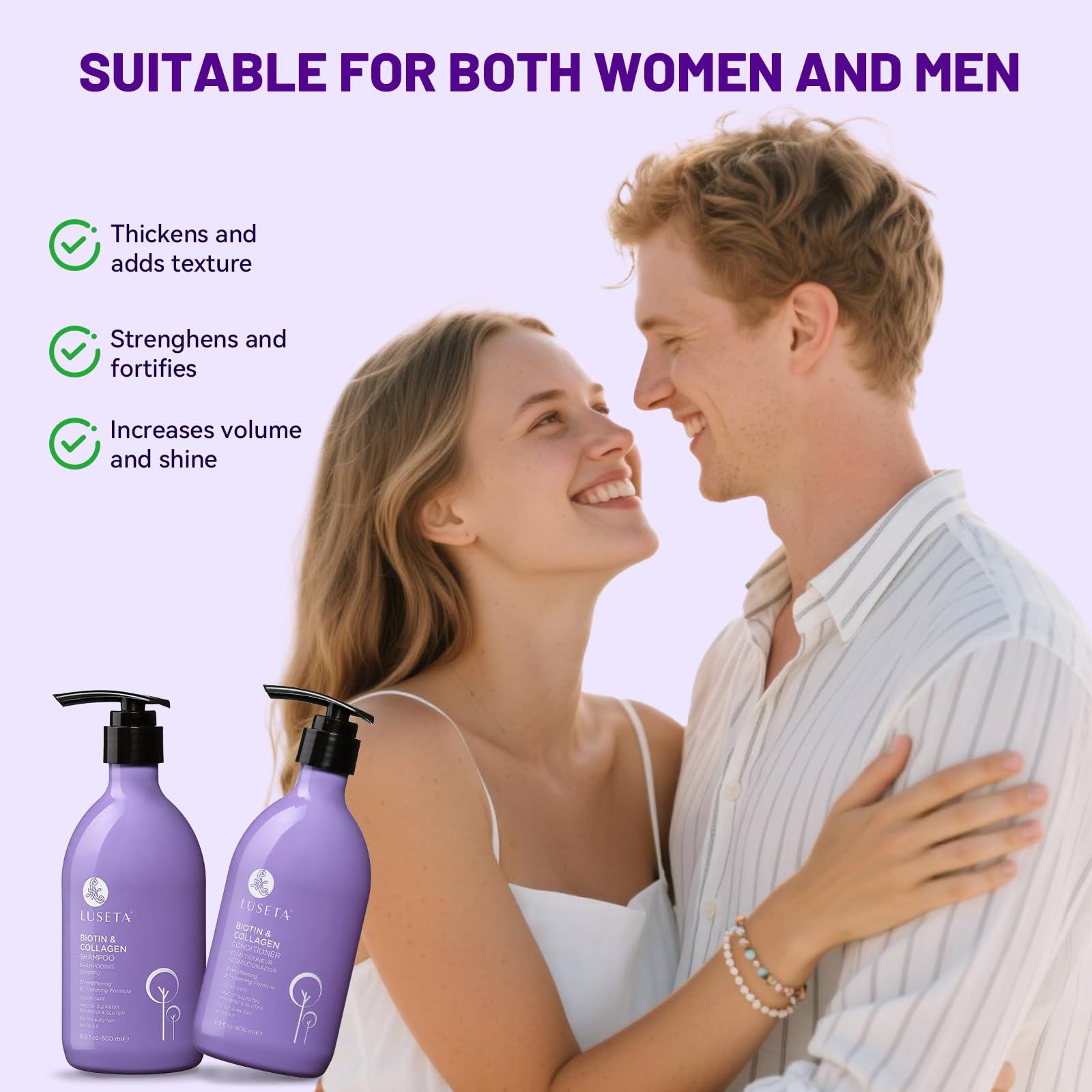 Biotin & Collagen Shampoo Conditioner Set,Thicking Shampoo for Hair Loss & Fast Hair Growth, Sulfate & Paraben Free, Keratin & Color Safe, 2×16.9oz