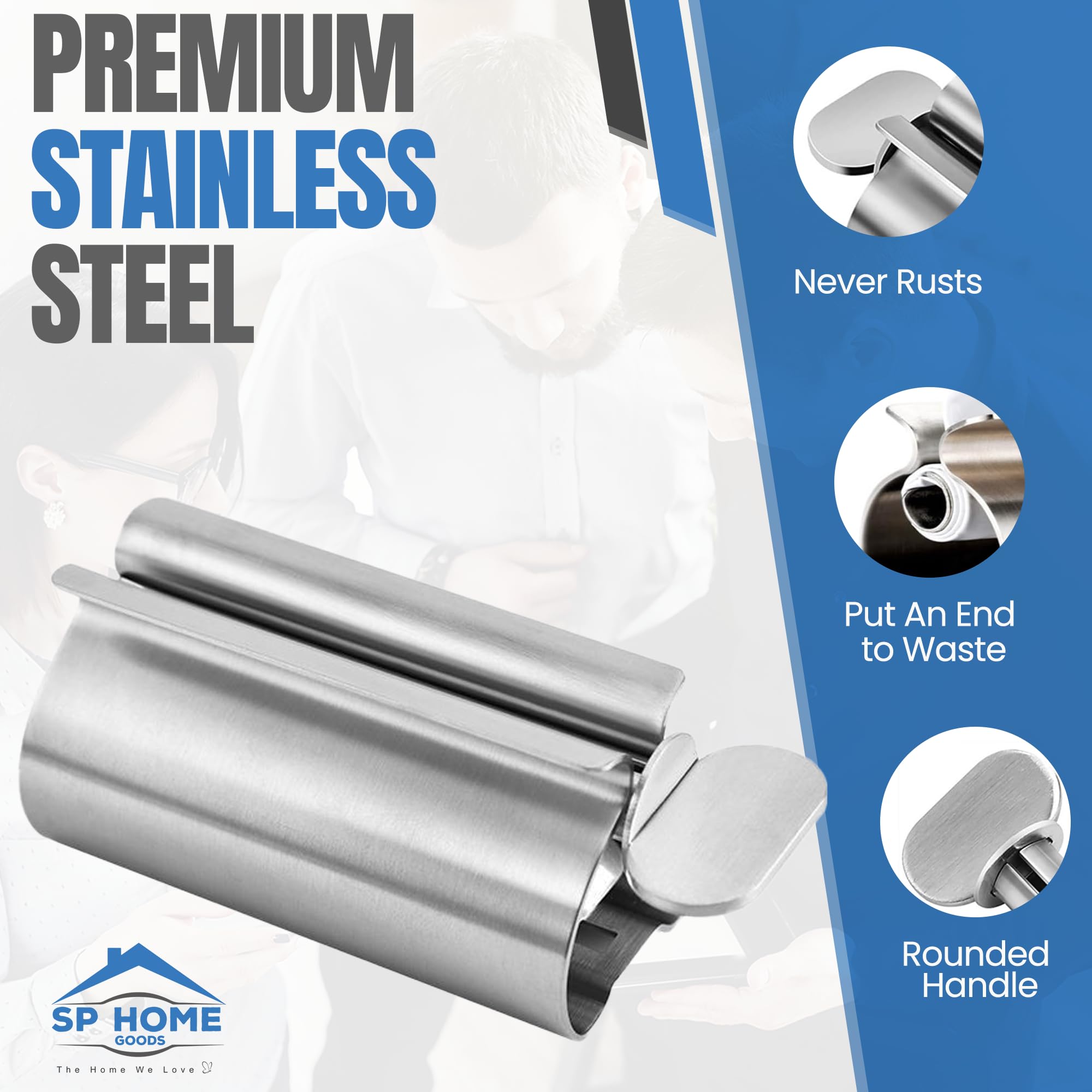 The Original Toothpaste Squeezer Tube Roller Stainless Steel 2 Pieces Tube Squeezer Rollers, Saves Toothpaste, Creams, Puts an end to Waste - Simple and Practical (Silver) 2.4 inch Wide